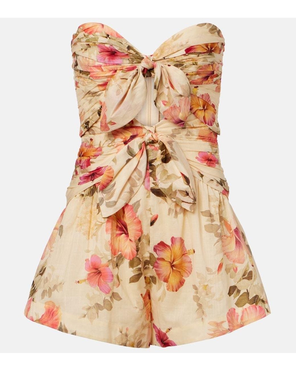 Zimmermann Natural Mahon Floral Cotton Romper