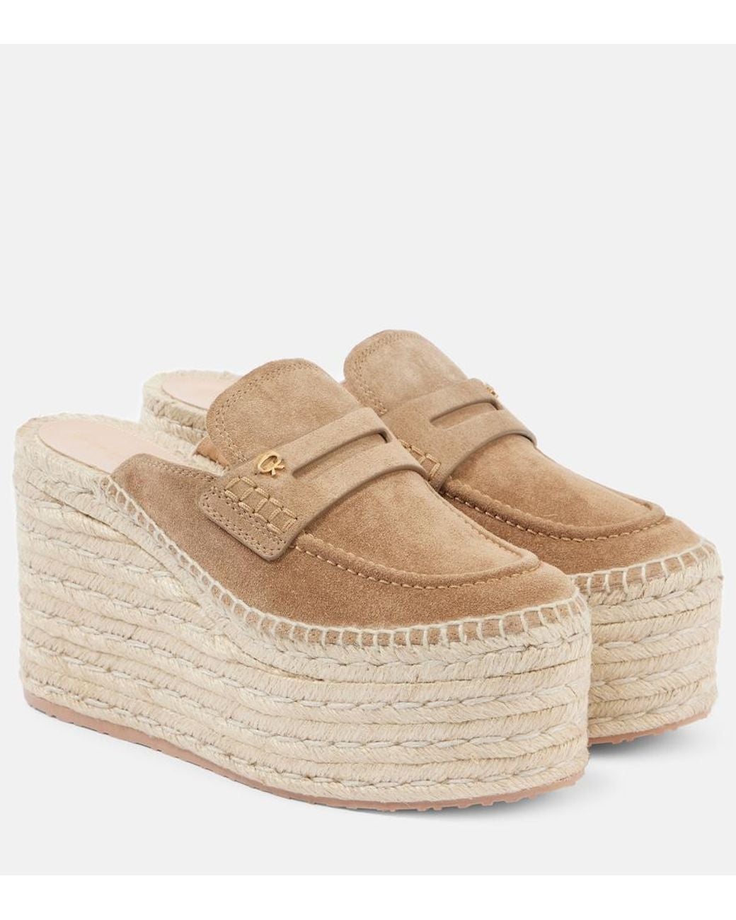 Gianvito Rossi Natural Suede Espadrille Wedges