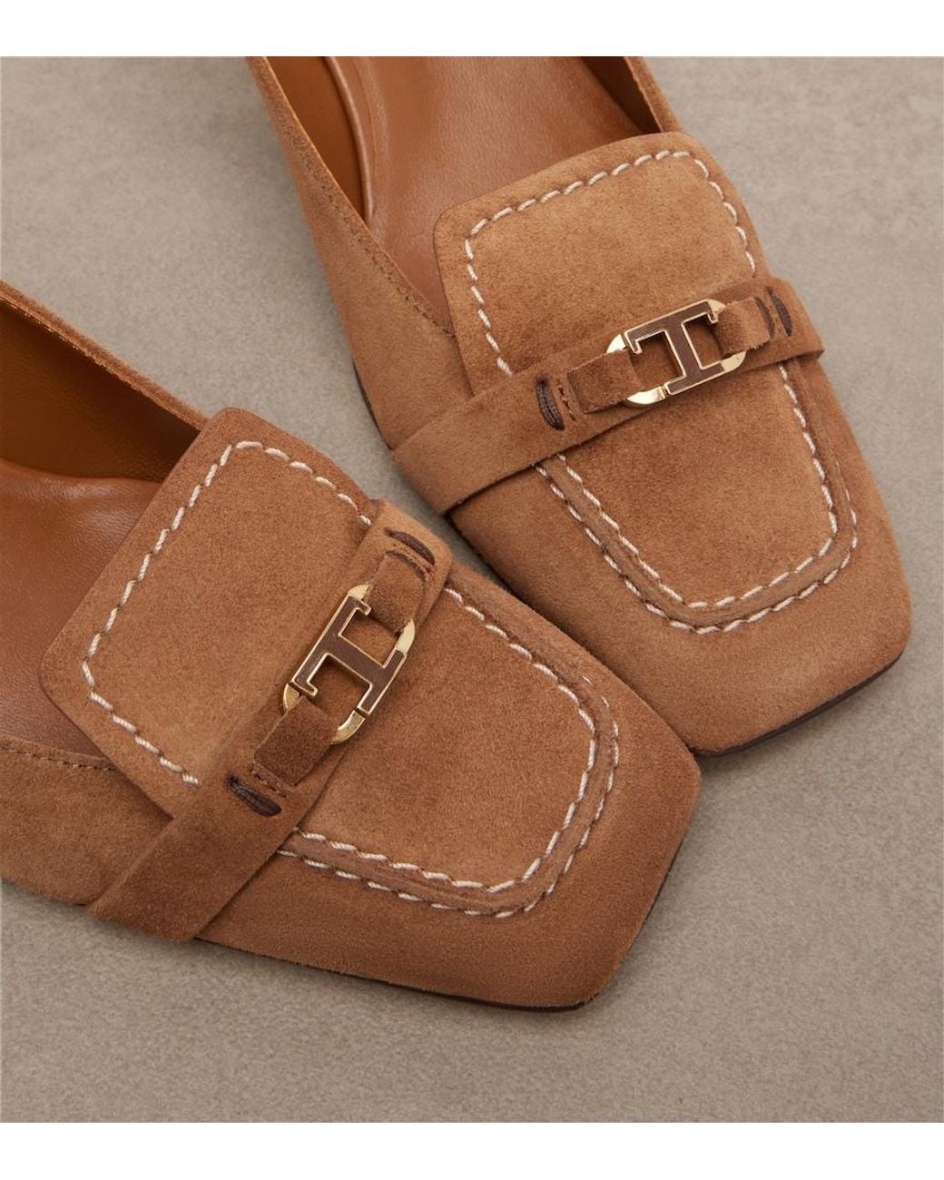 Tod's Brown T Timeless Suede Slingback Pumps