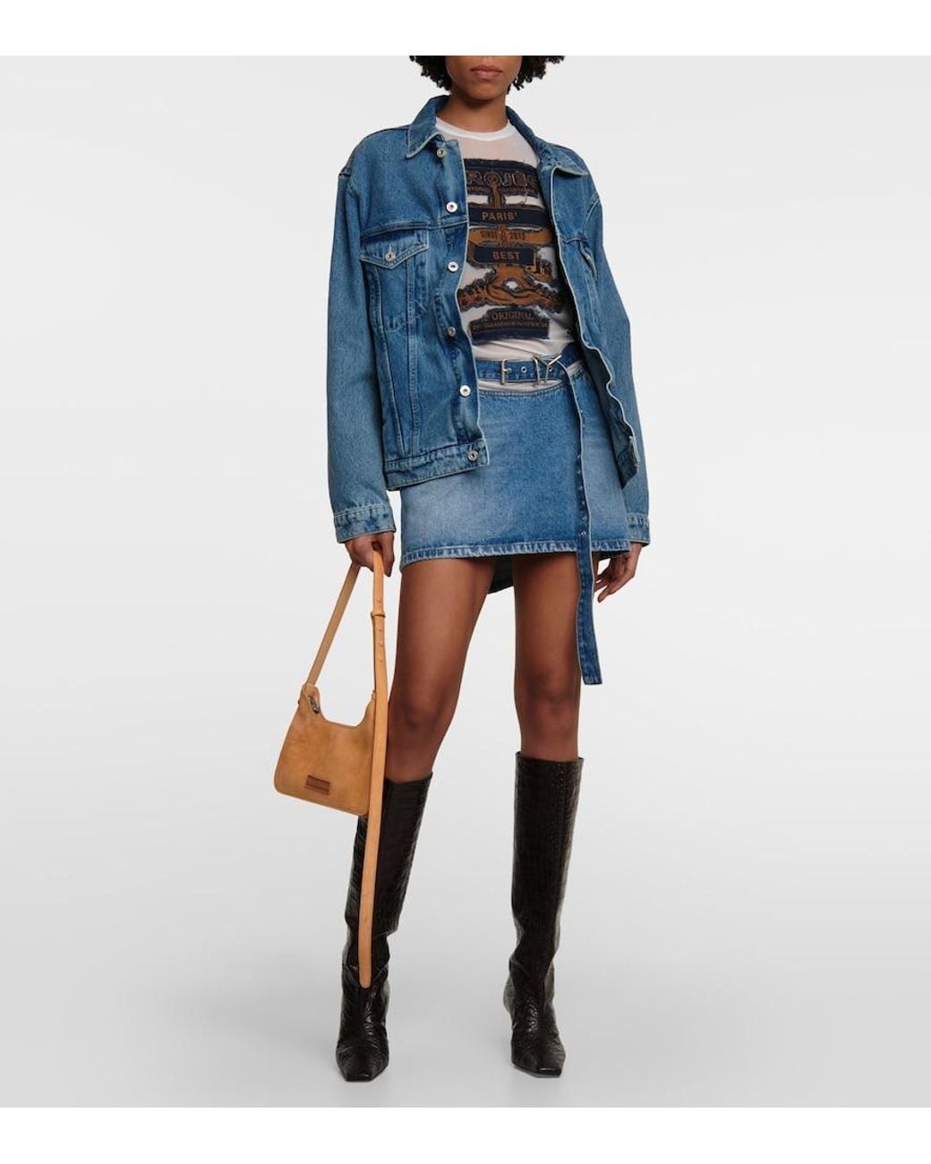 Y. Project Blue Cut-out Denim Miniskirt