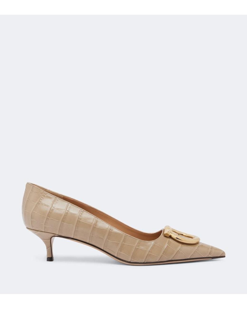 Ferragamo Brown Lara Gancini Croc-Effect Leather Pumps