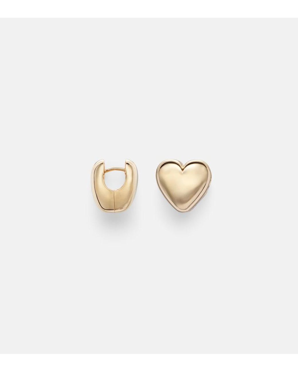 Roxanne First White Puffy Heart 14Kt Earrings