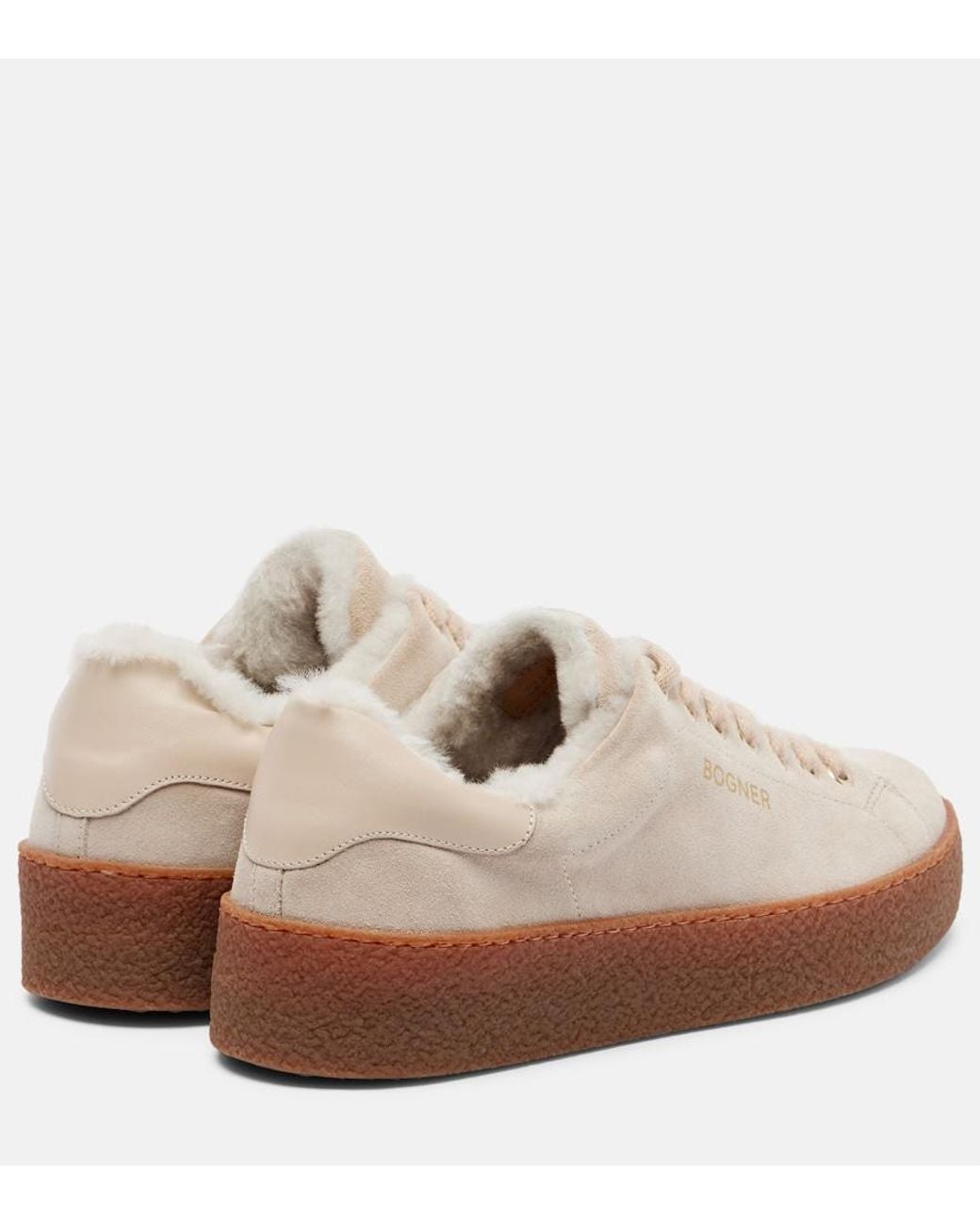 Bogner Natural Lucerne Shearling-Lined Suede Sneakers