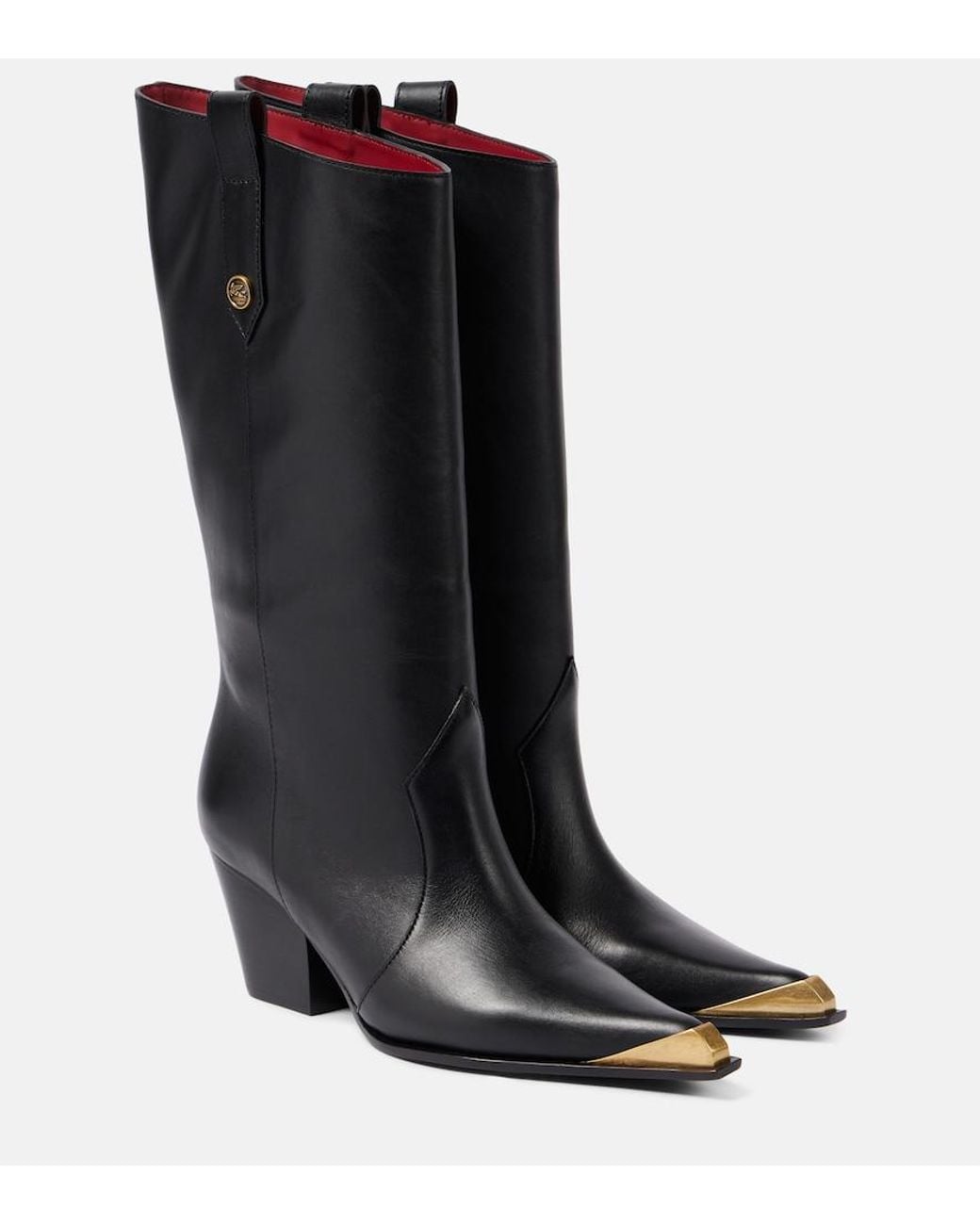 Etro Black Leather Cowboy Boots