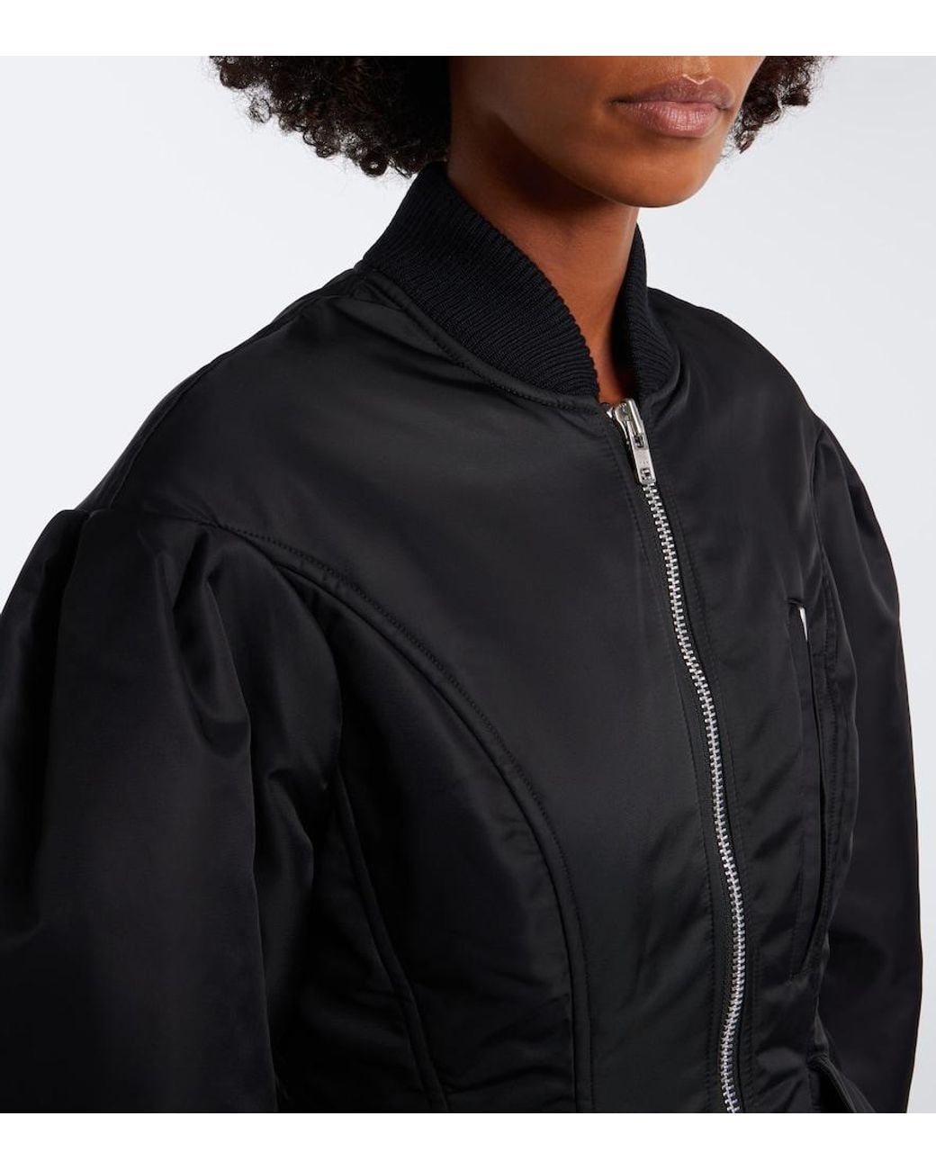 Simone Rocha Black Padded Satin Bomber Jacket