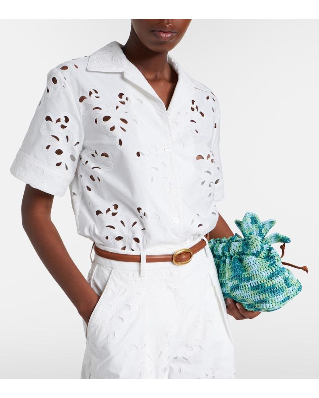 Rebecca Vallance White Artesan Broderie Anglaise Cotton-Blend Shirt