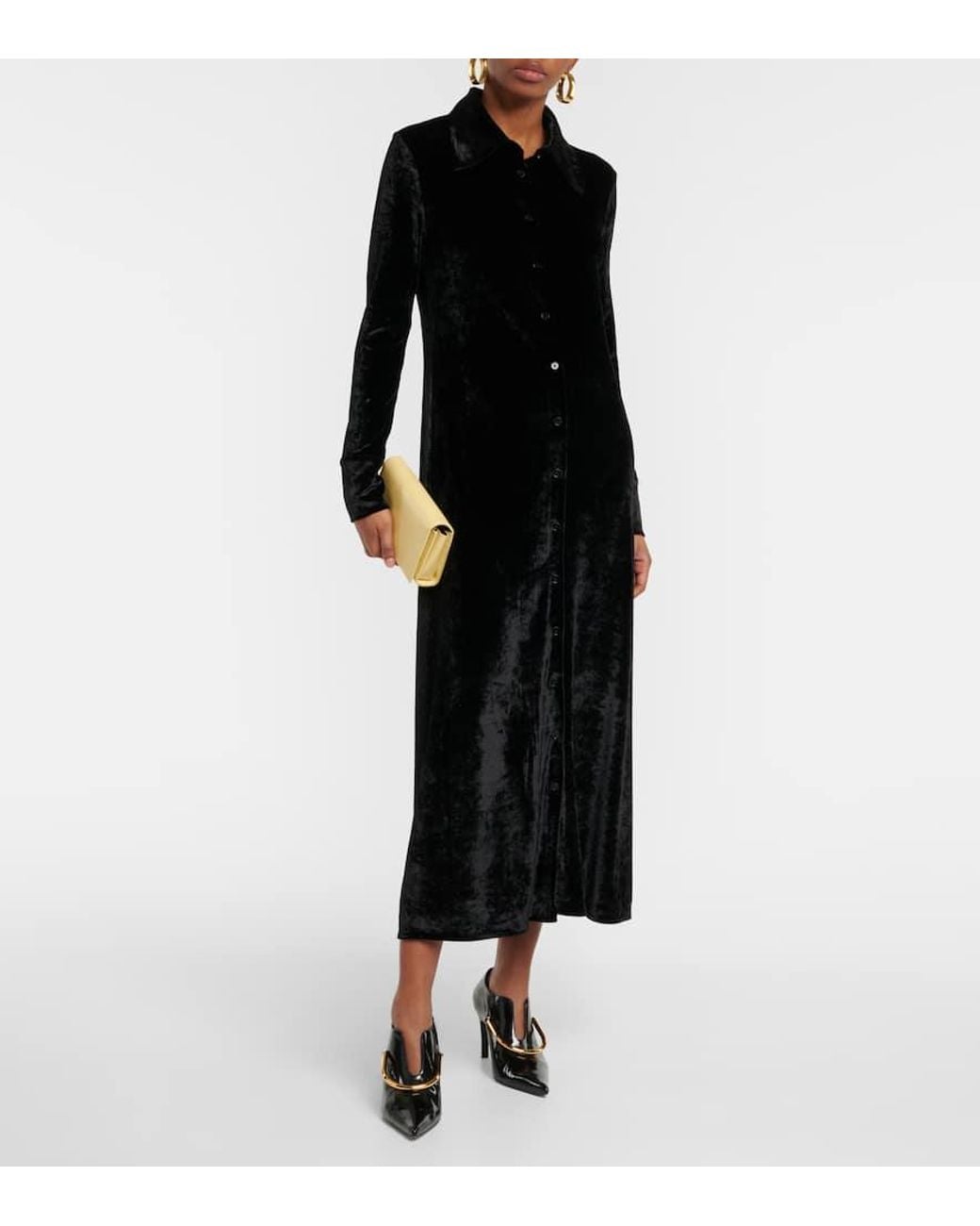 Jil Sander Black Velvet Shirt Dress