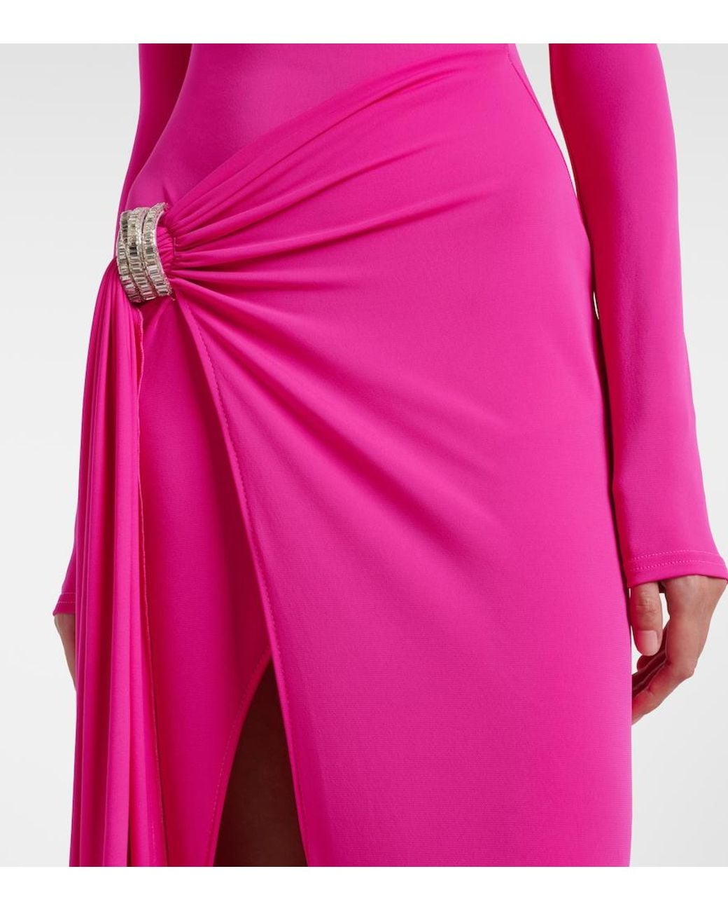 David Koma Pink Embellished Draped Gown