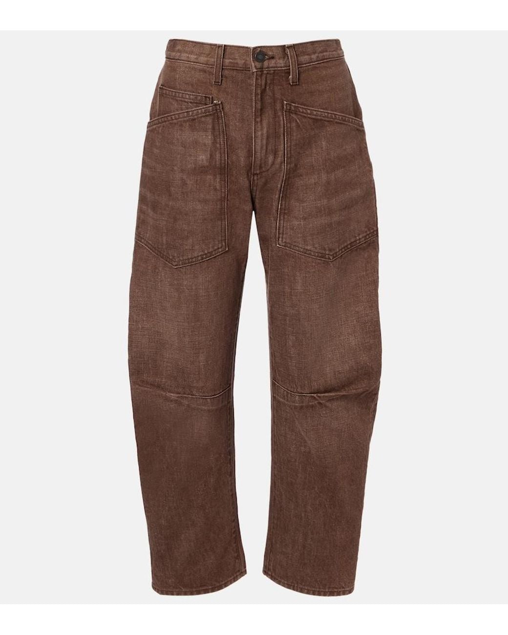 Nili Lotan Brown Shon Barrel-Leg Jeans
