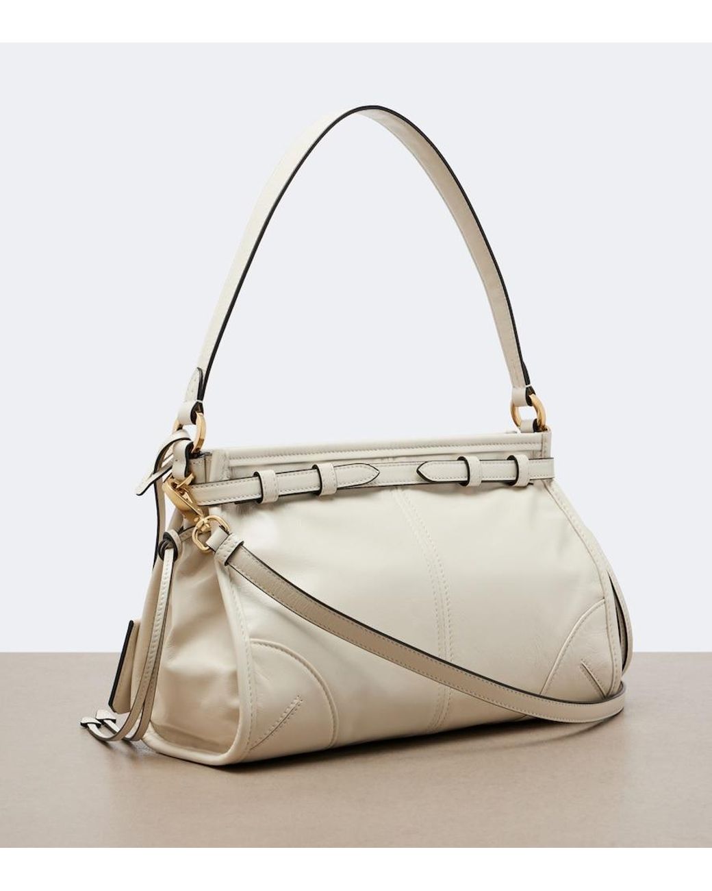 Prada White Bonnie Small Leather Shoulder Bag
