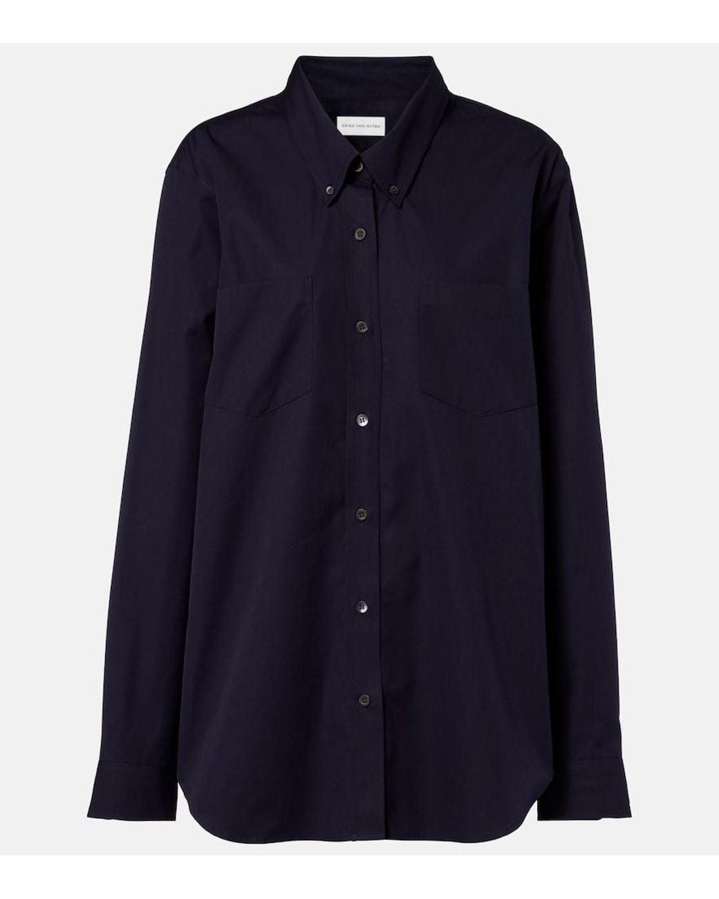 Dries Van Noten Blue Oversized Cotton Poplin Shirt
