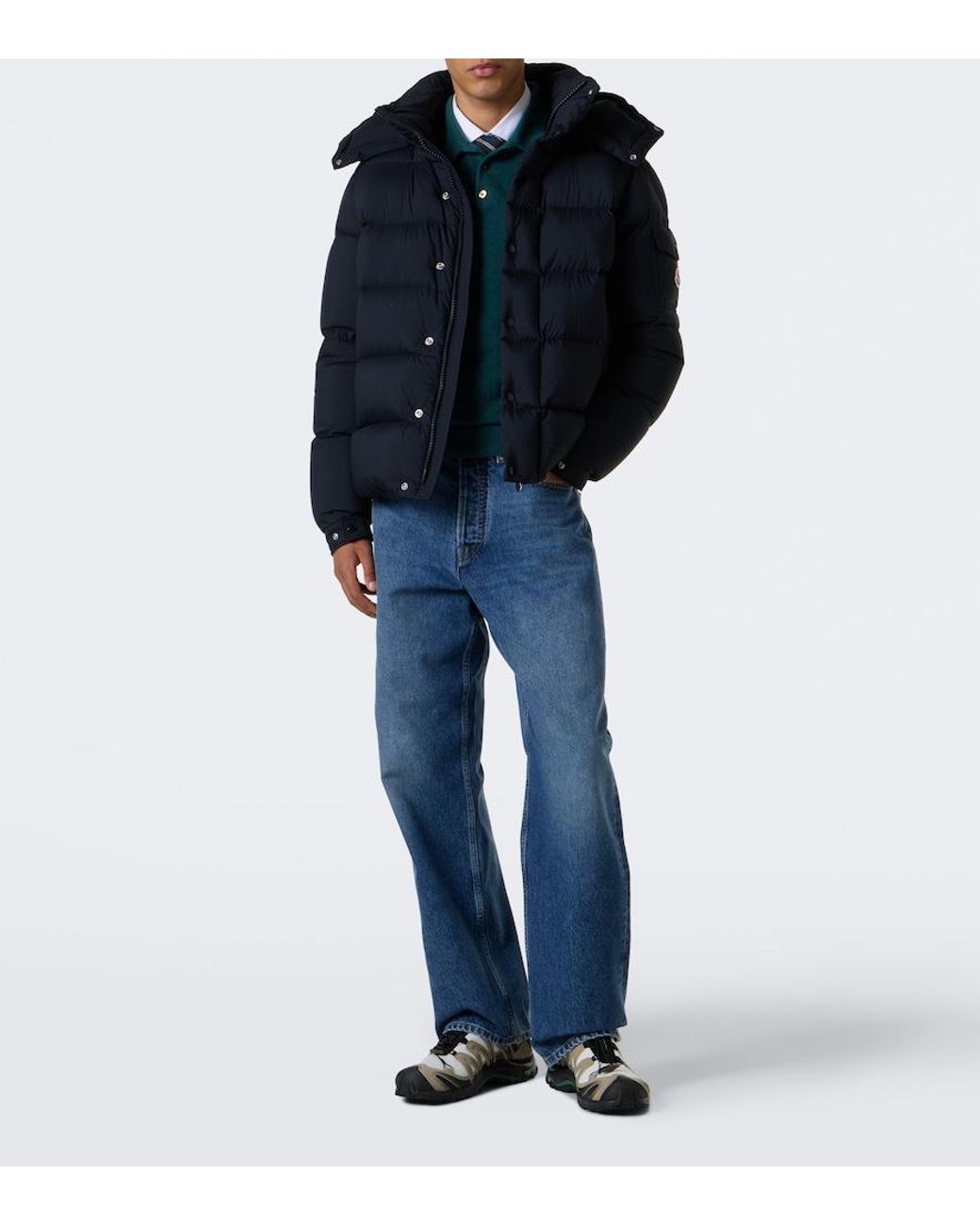 Moncler Blue Faded Straight Jeans for men