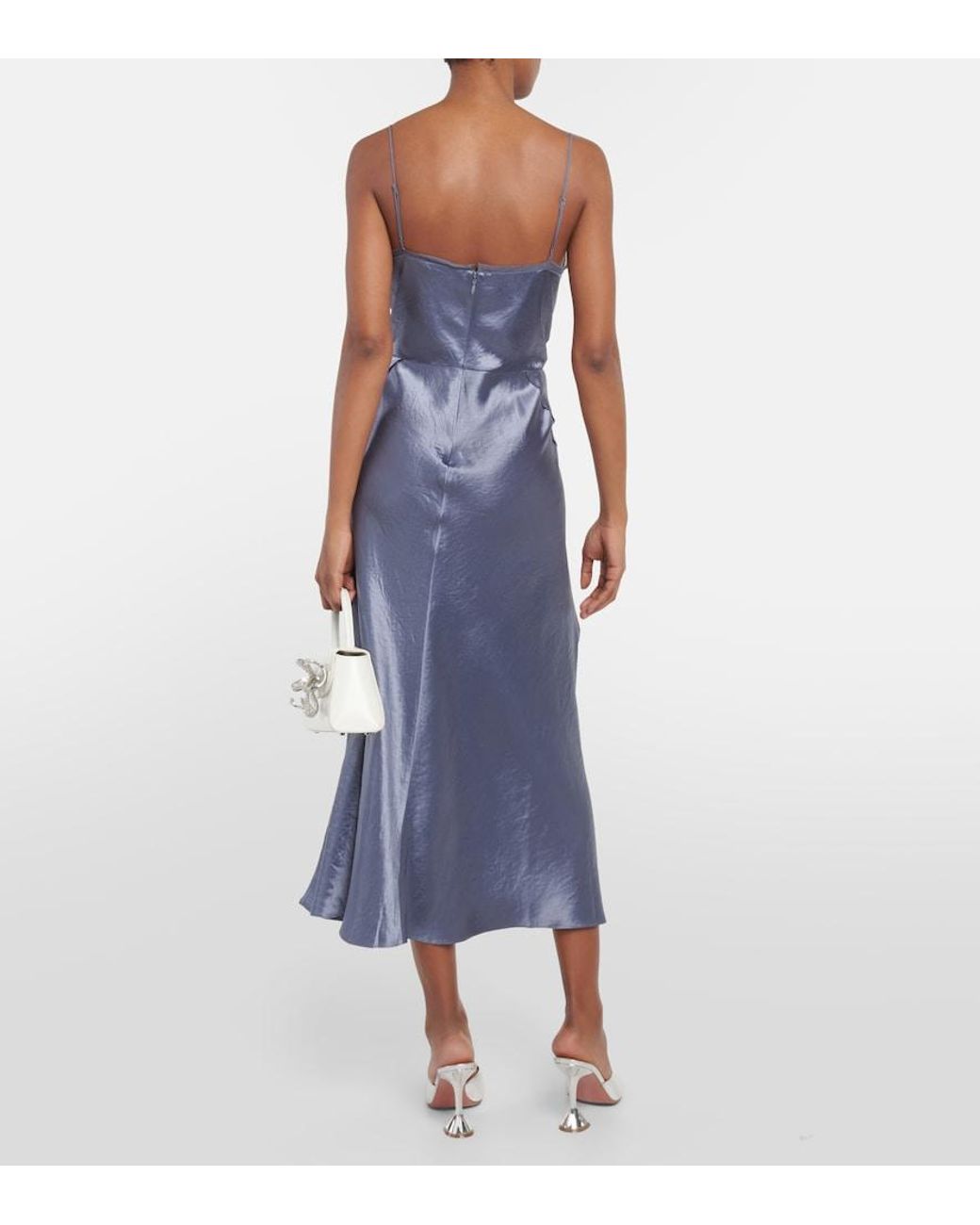 Vince Blue Satin And Organza Slip Dress
