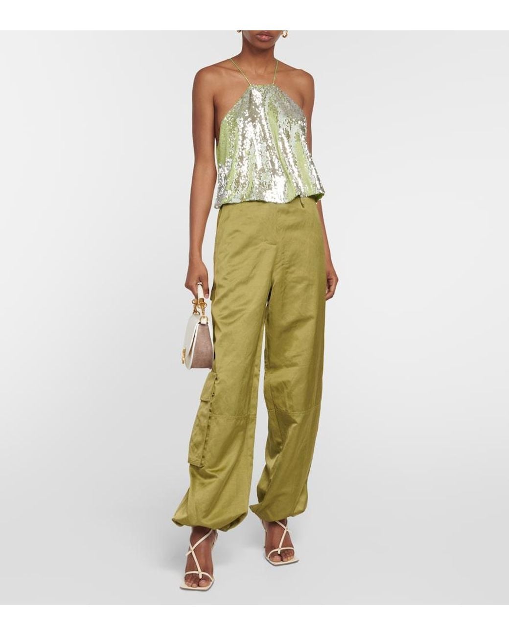 Dorothee Schumacher Green Glittering Nights Sequined Halterneck Top