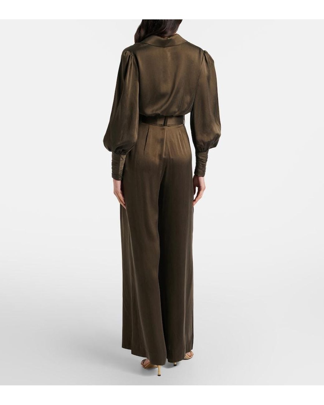 Zimmermann Brown Belted Silk Wide-Leg Pants