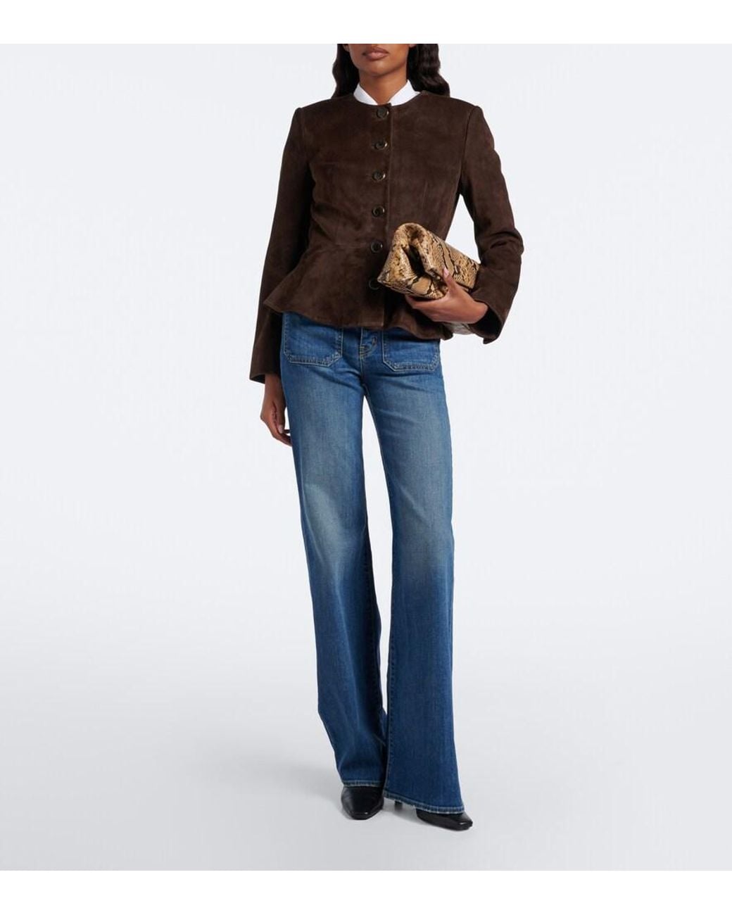 Veronica Beard Brown Quinn Peplum Suede Jacket