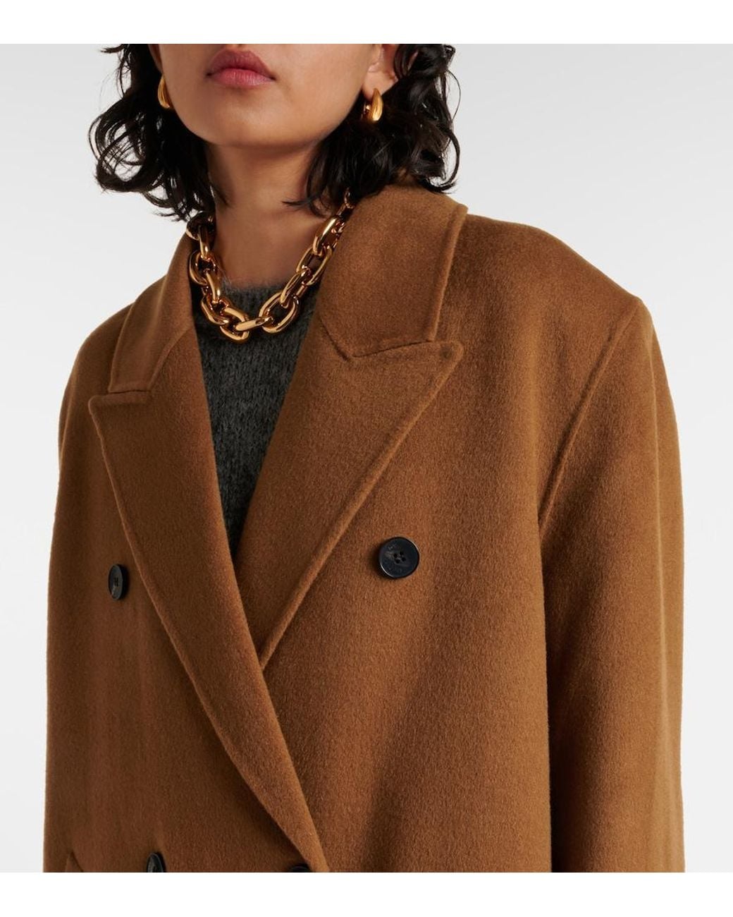 Frankie Shop Brown Mantel Gaia Aus Einem Wollgemisch