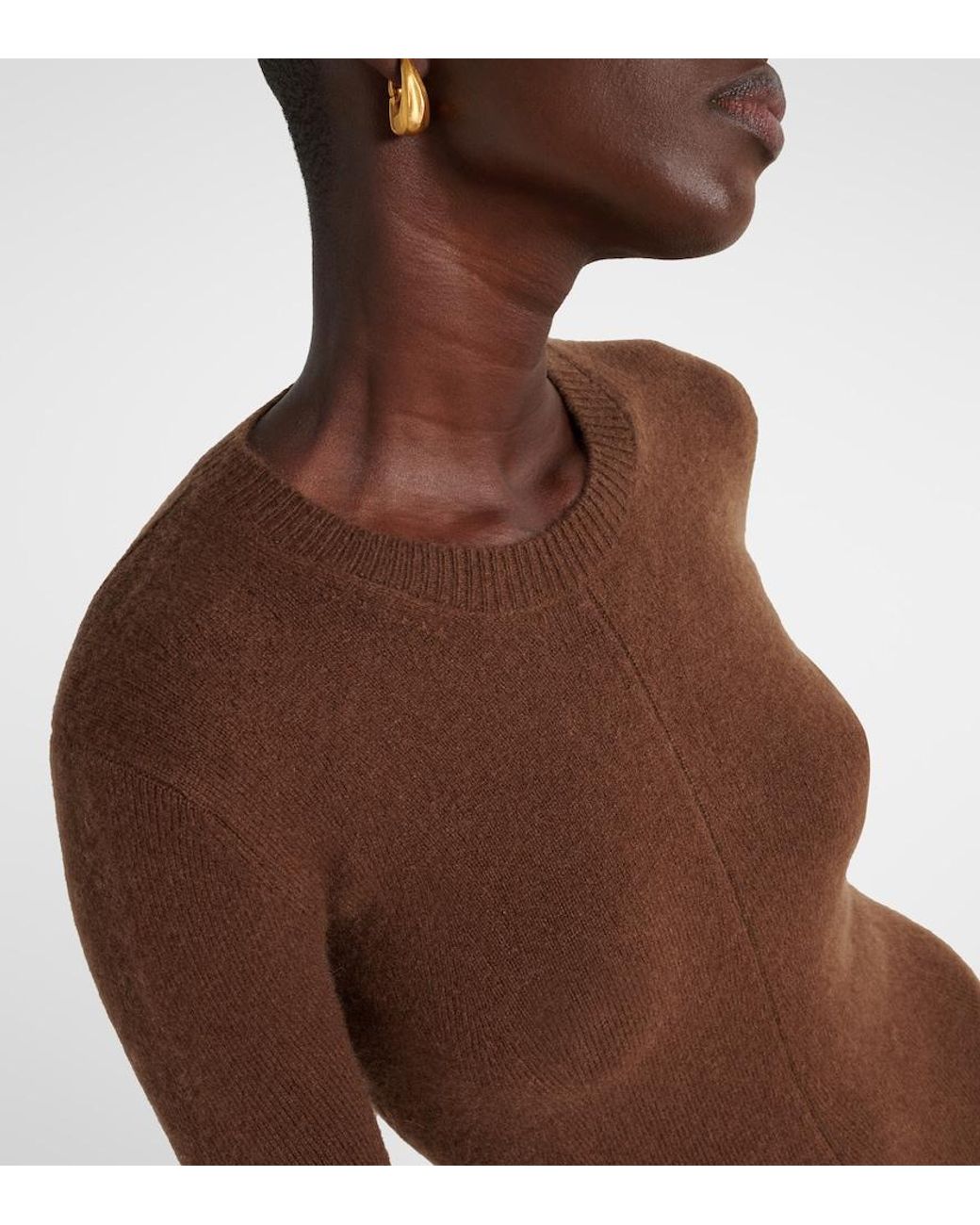 Joseph Brown Cashmere-Blend Midi Dress