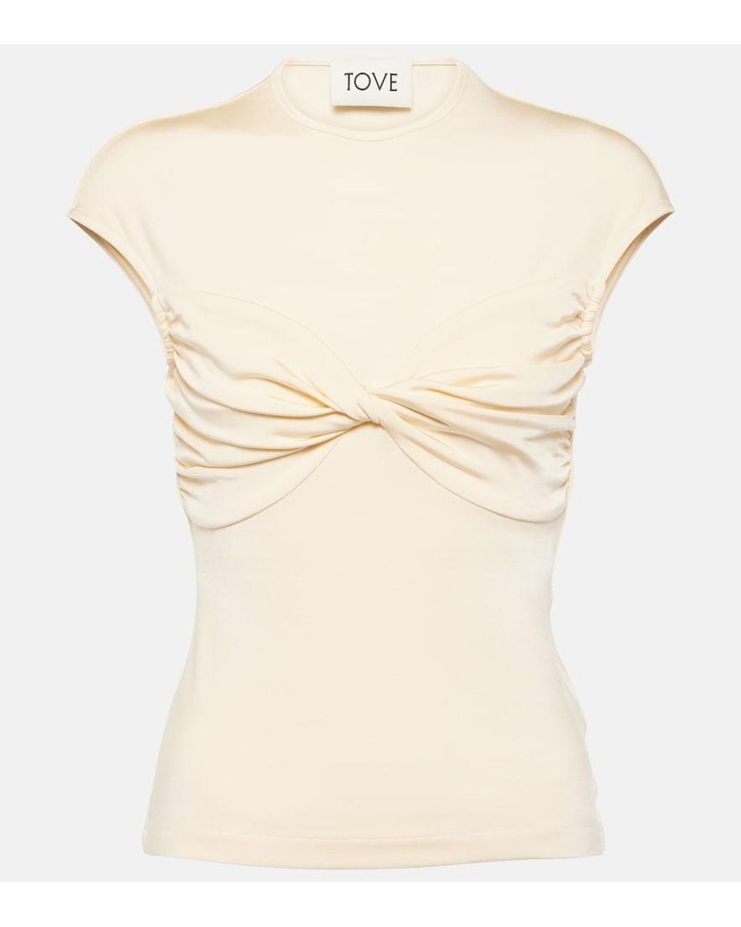 TOVE Natural Paola Gathered Jersey Top