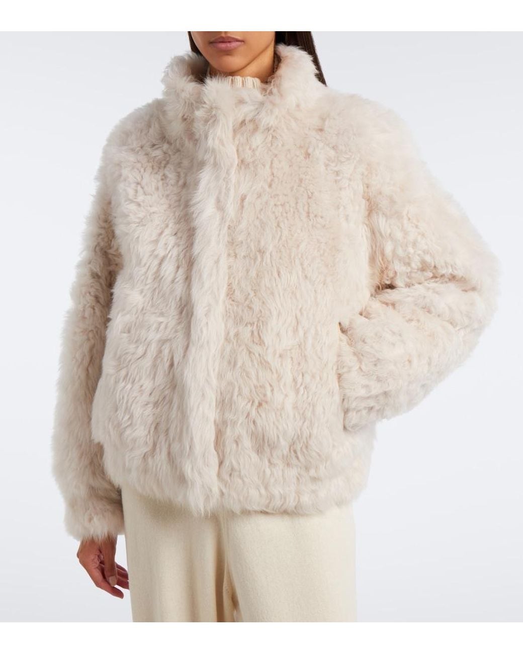 Bogner Natural Liz Hooded Shearling Ski Jacket