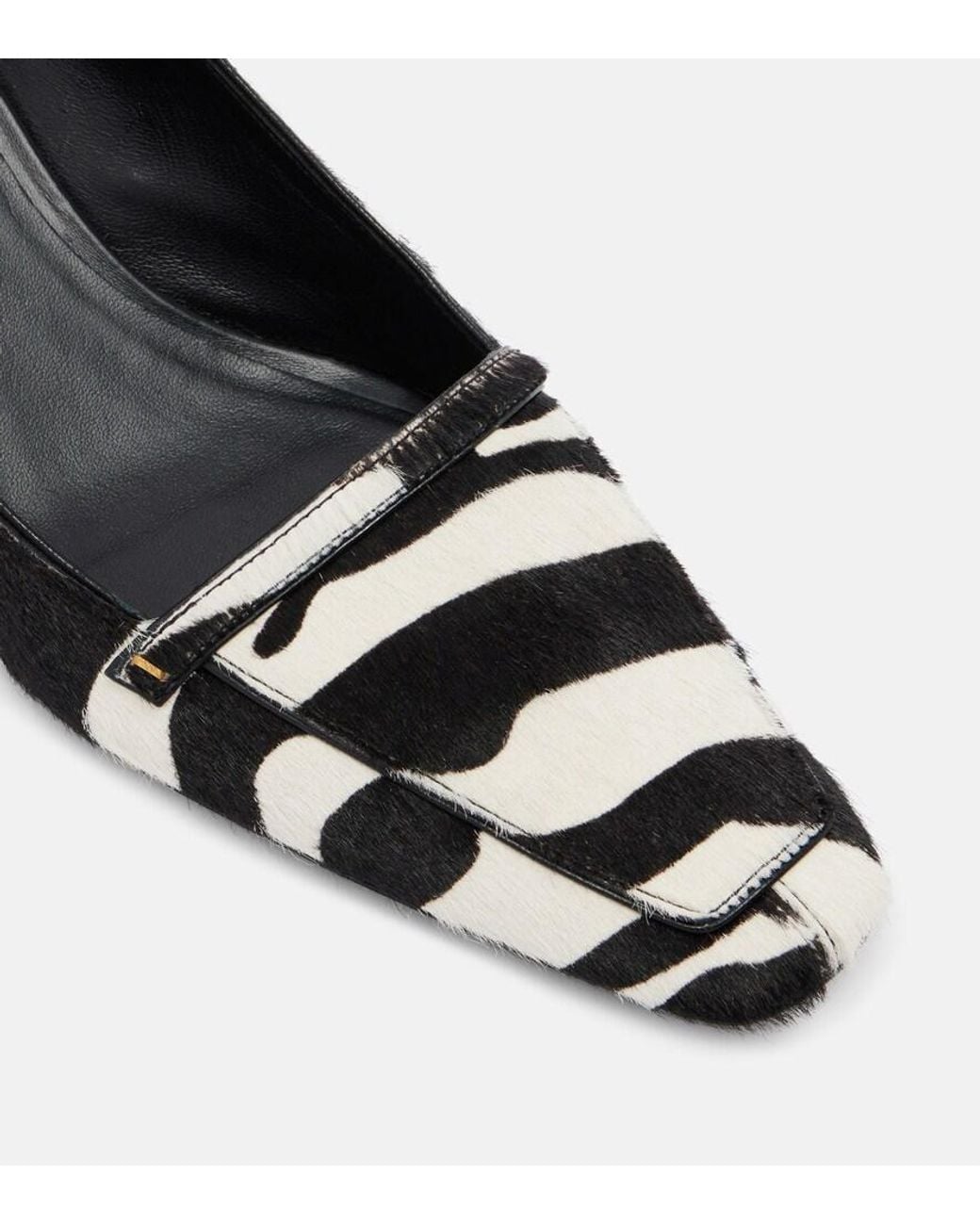 Khaite Black Celia 50 Zebra-Print Calf Hair Pumps