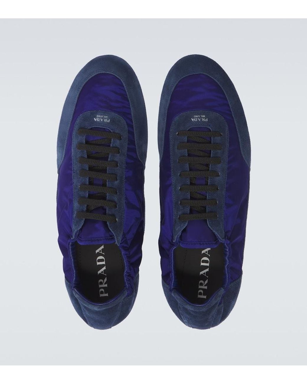 Prada Blue Collapse Re-Nylon And Suede Sneakers for men