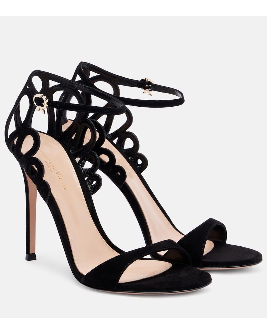 Gianvito Rossi Black 105 Suede Sandals