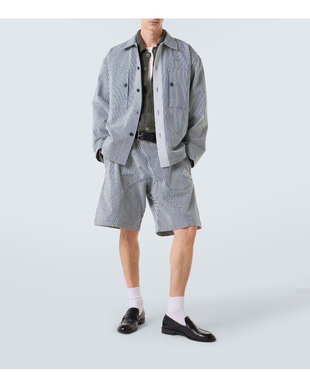 J.W. Anderson Blue Striped Cotton Overshirt for men