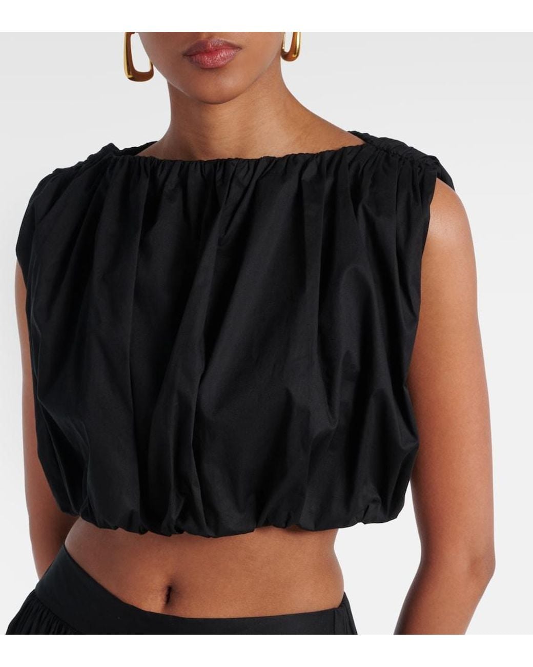 Adriana Degreas Black Inamorata Cotton-Blend Crop Top
