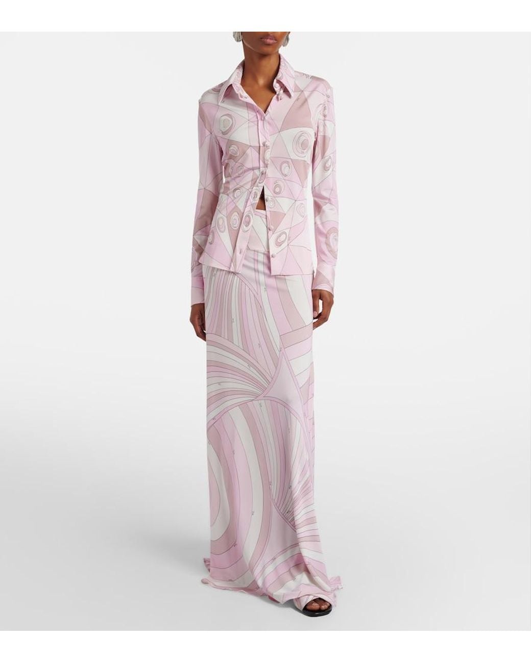 Emilio Pucci Pink Occhi Satin Jersey Shirt