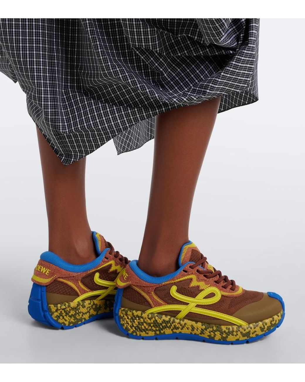 Loewe Blue Pogo Suede-Trimmed Sneakers