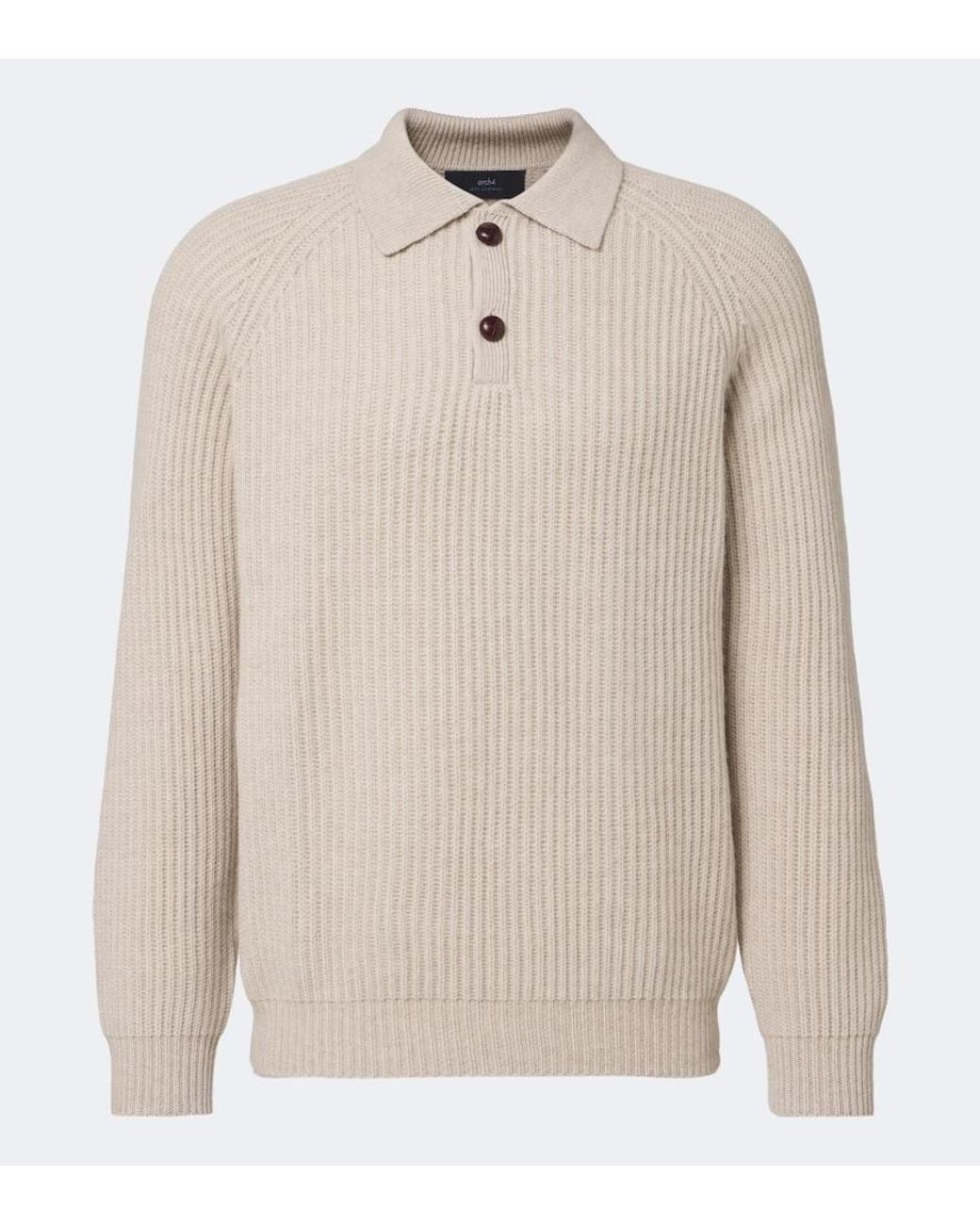 arch4 White Mr Darius Cashmere Polo Sweater for men