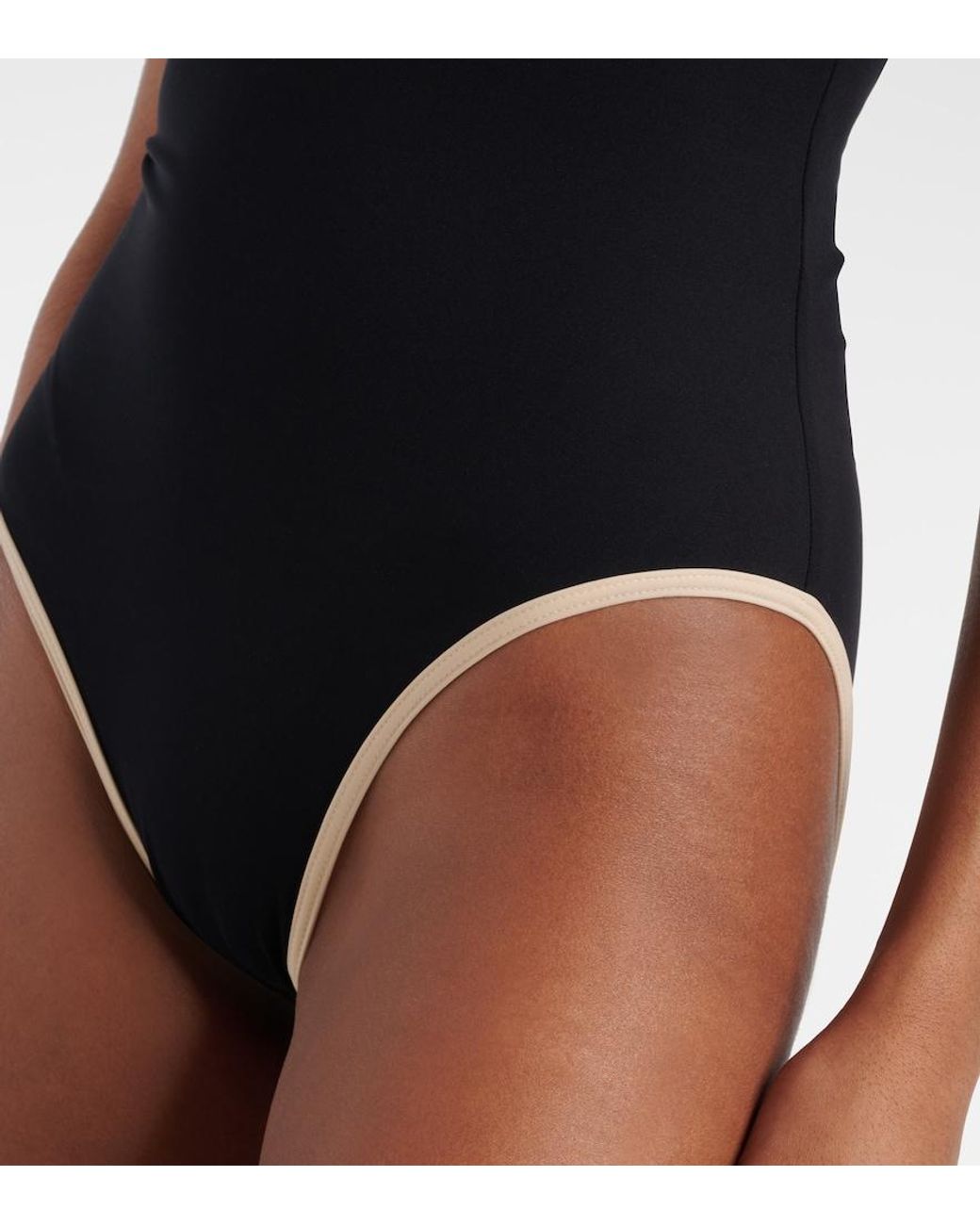 Totême Black Stripe Edge Strapless Swimsuit