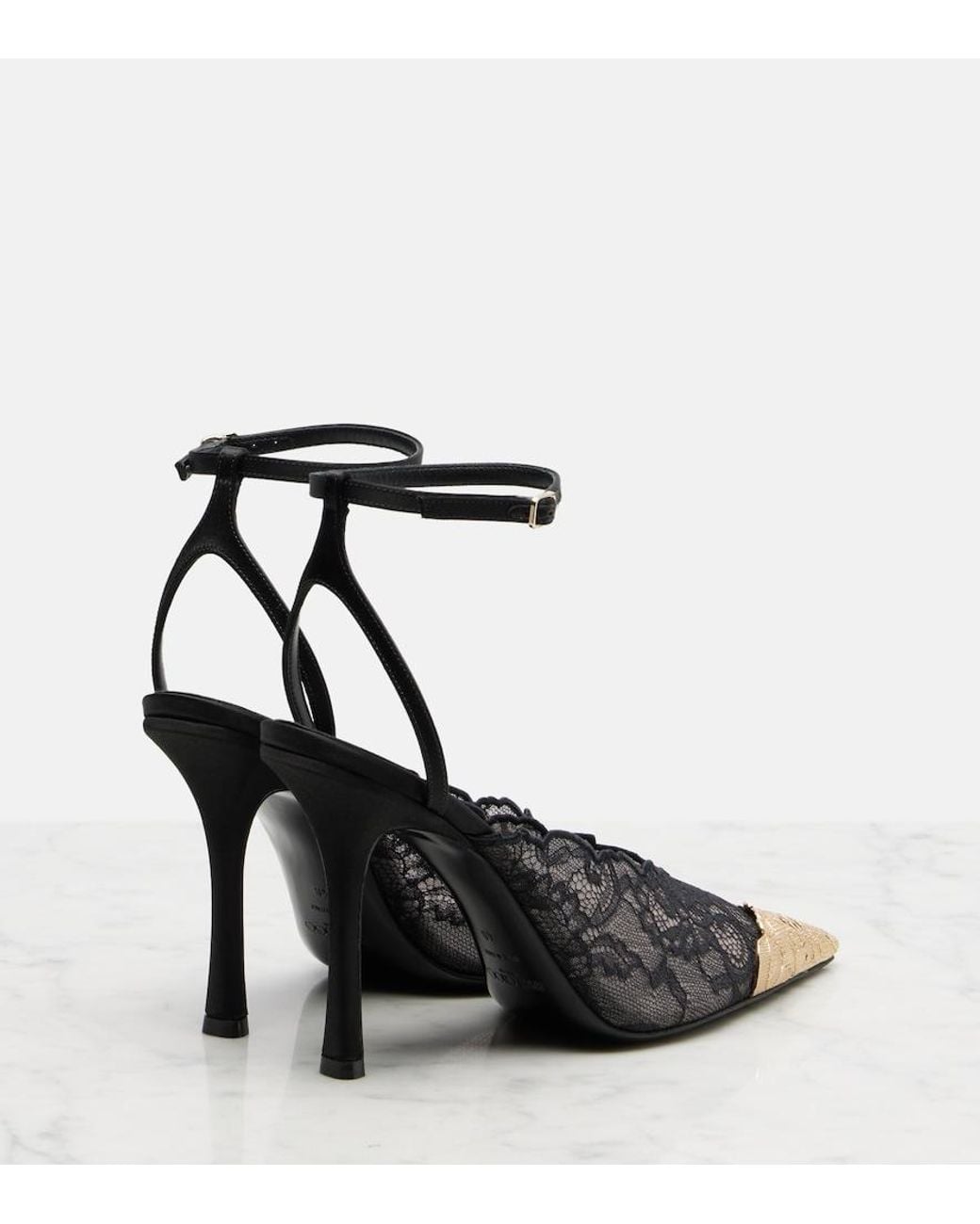 Jimmy Choo Black Faiz 100 Leather-Trimmed Lace Pumps
