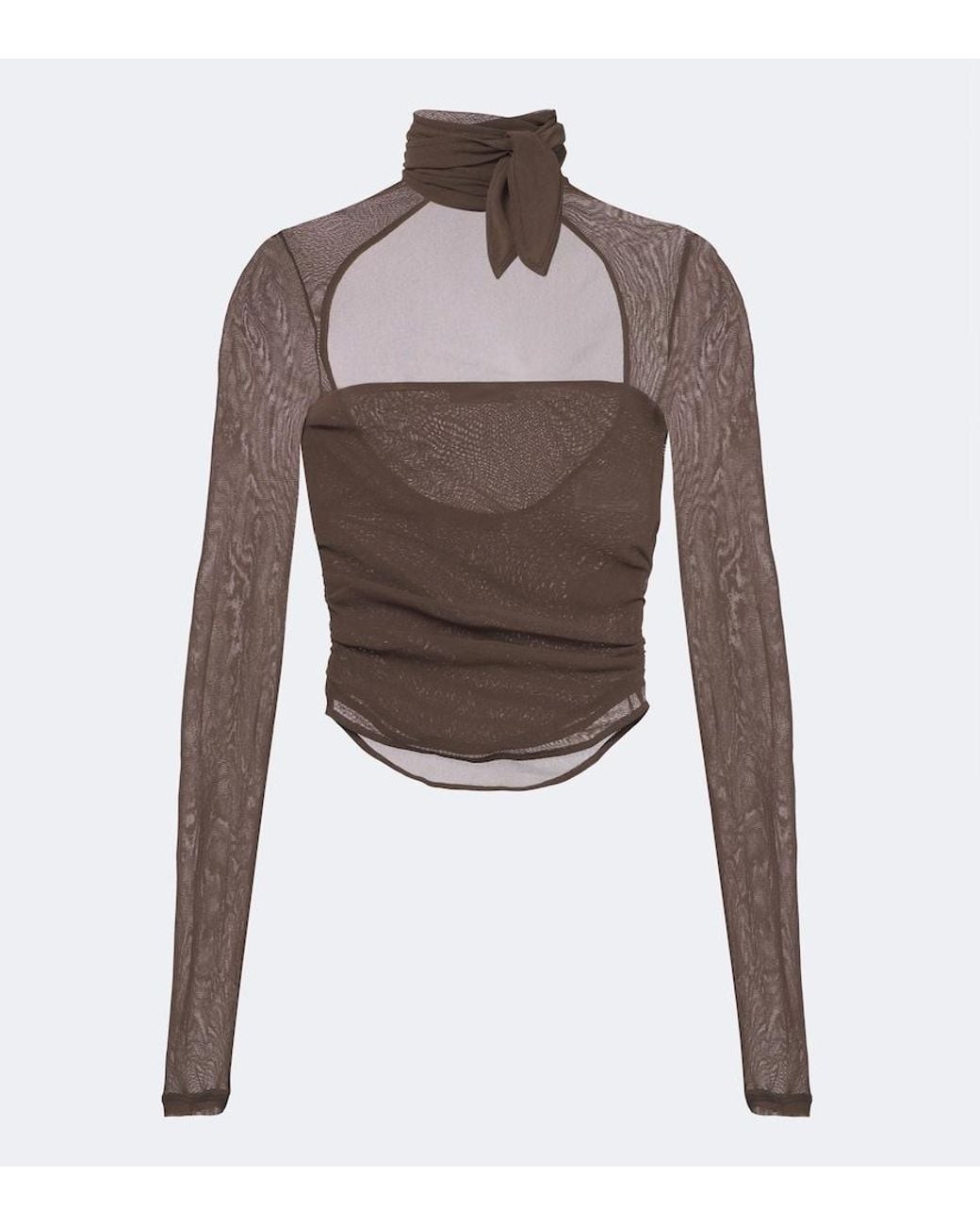 Lemaire Brown Mesh Turtleneck Top