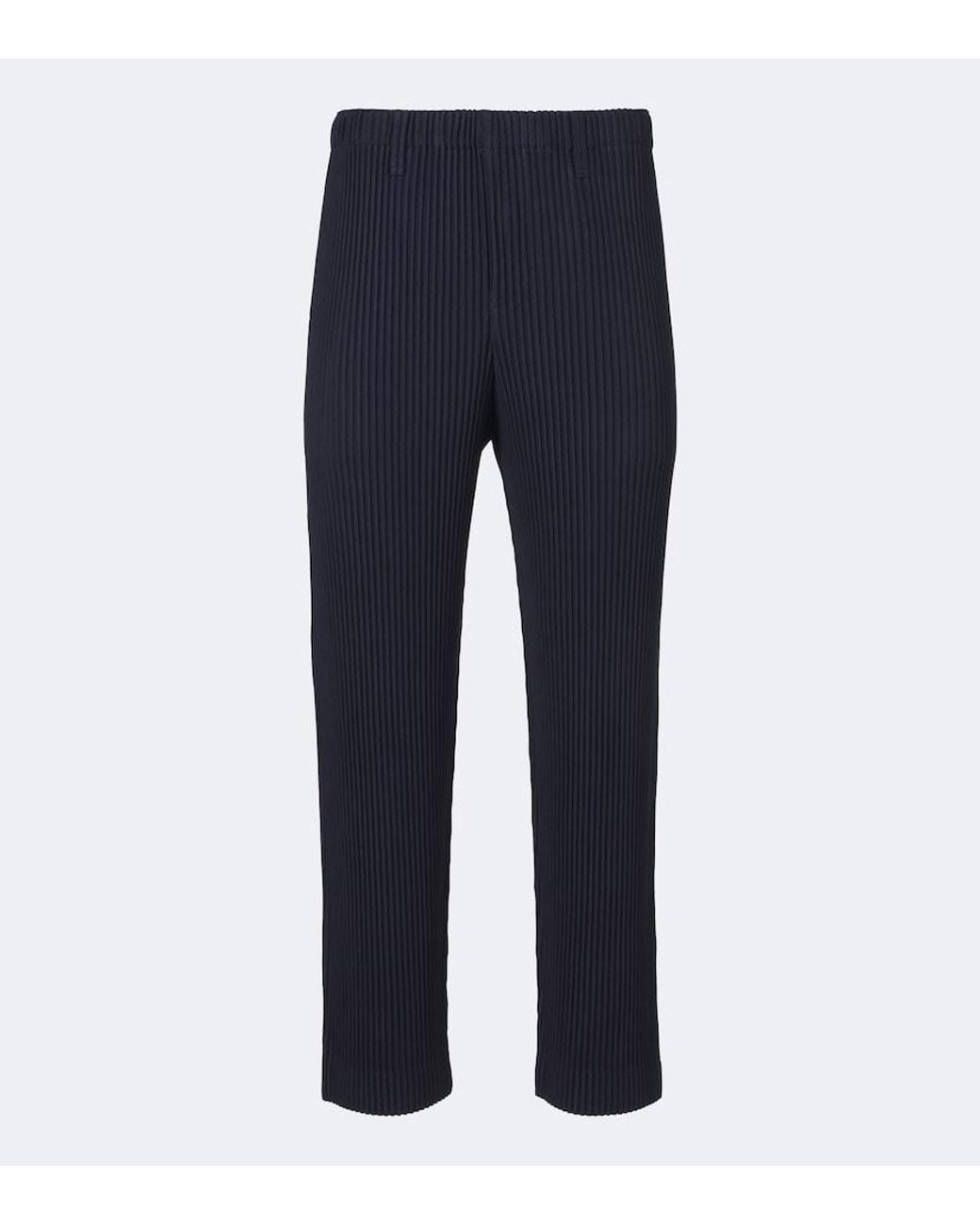 Homme Plissé Issey Miyake Blue Basics Pleated Straight Pants for men