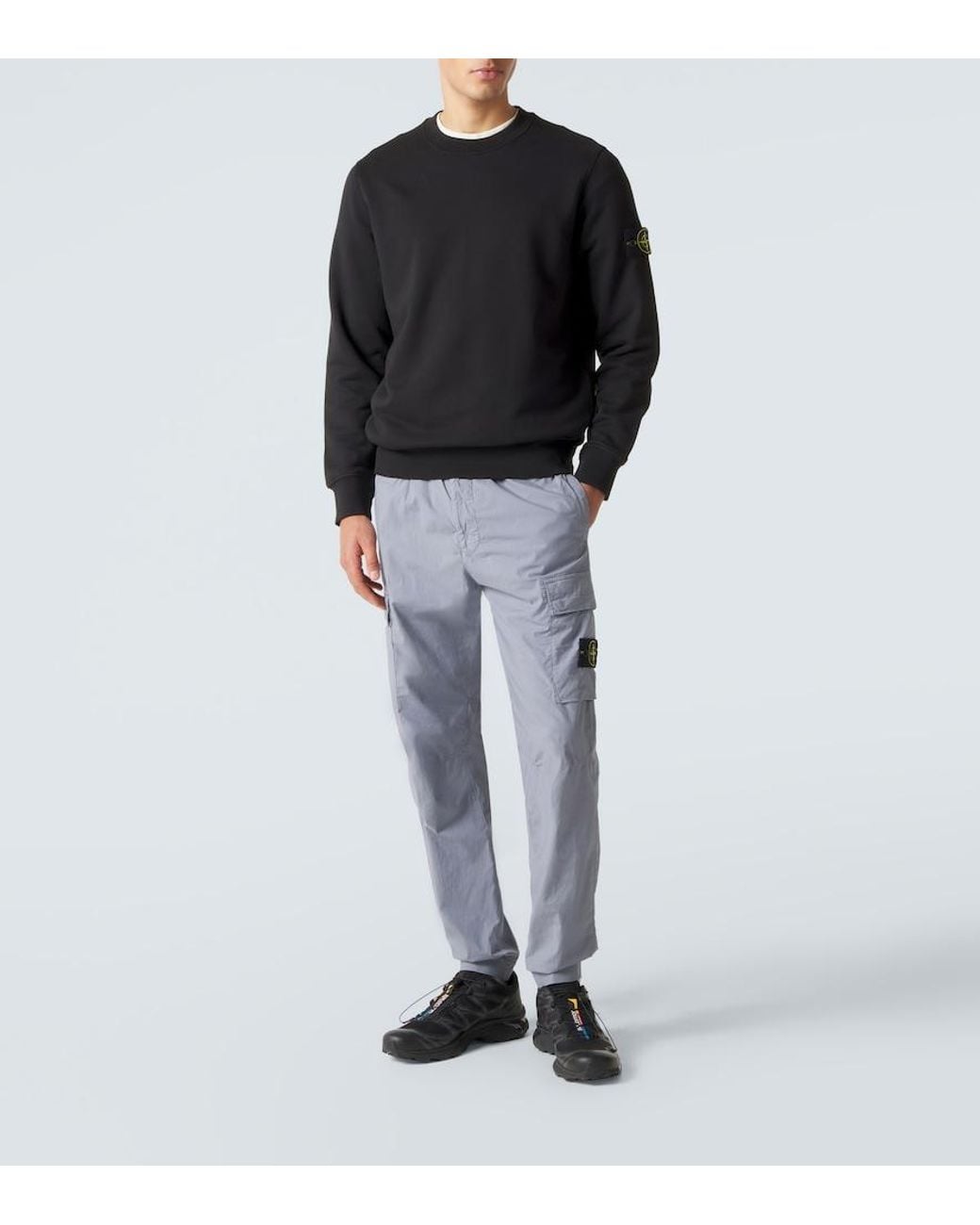 Stone Island Blue Compass Cotton-Blend Cargo Pants for men