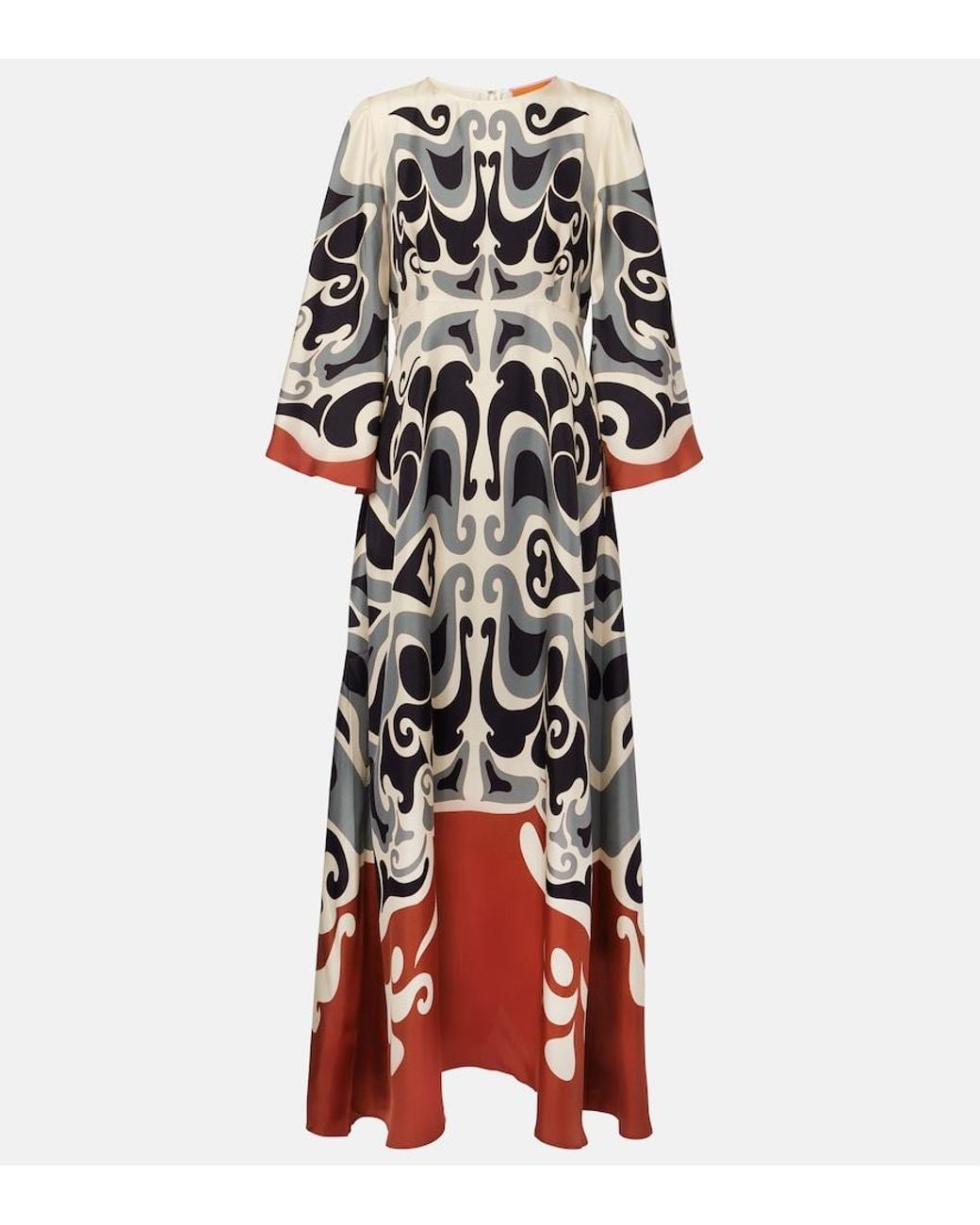 LaDoubleJ Red Phoenix Placee Silk Twill Maxi Dress