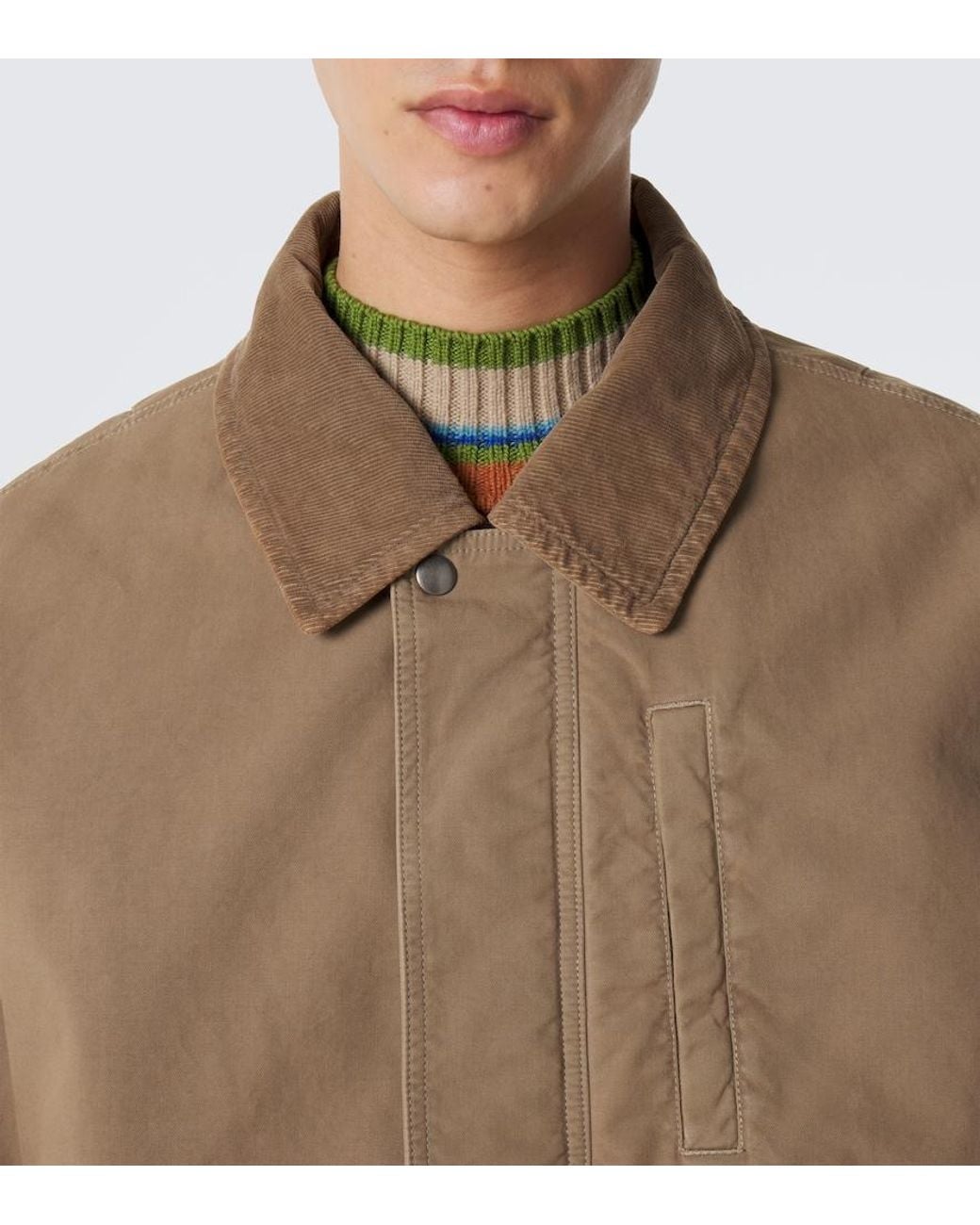 Dries Van Noten Brown Corduroy-Trimmed Cotton Field Jacket for men