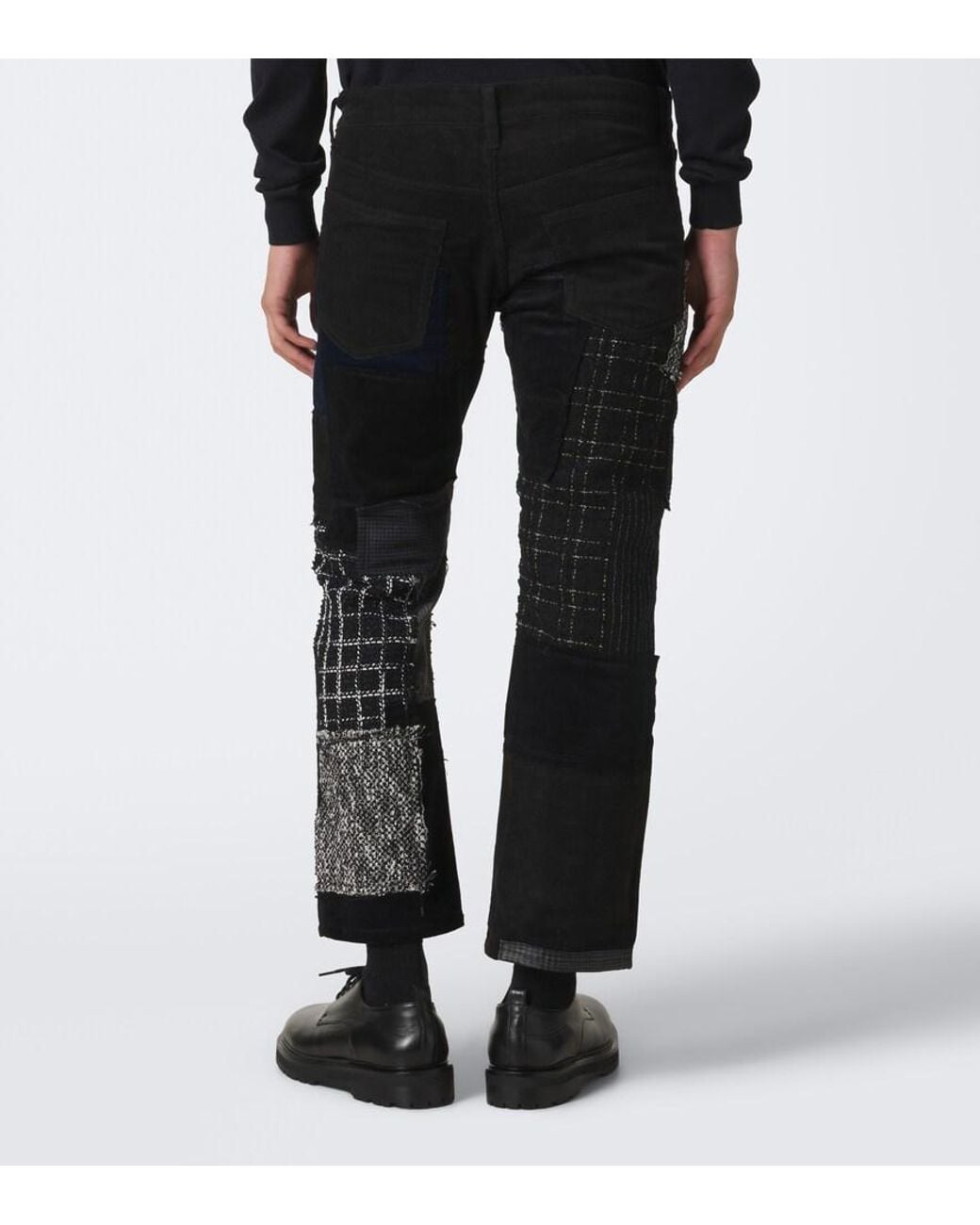 Pantalones Rectos De Algodon Con Patchwork Junya Watanabe de hombre de color Black