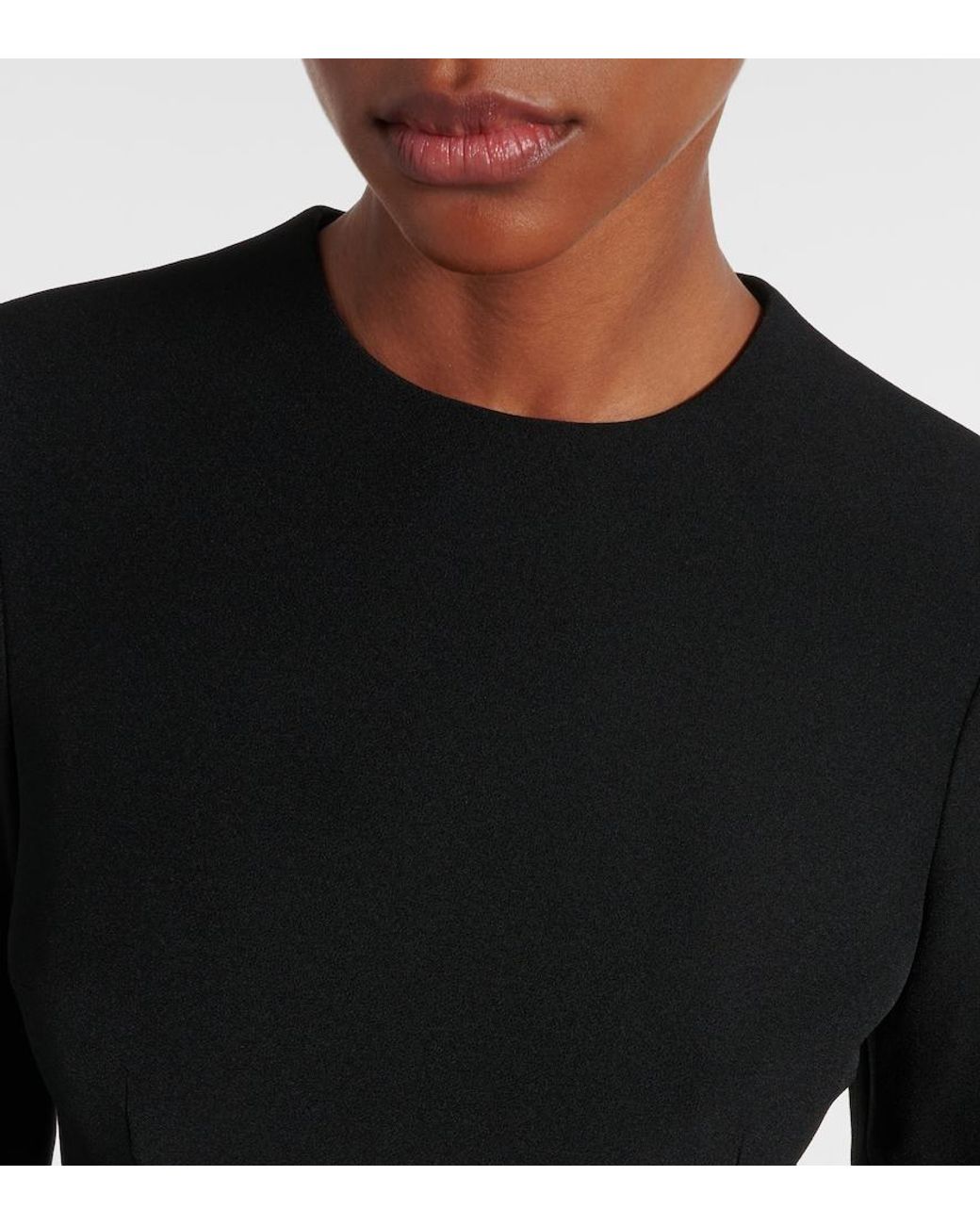 Safiyaa Black Belted Ruffled Crepe Gown