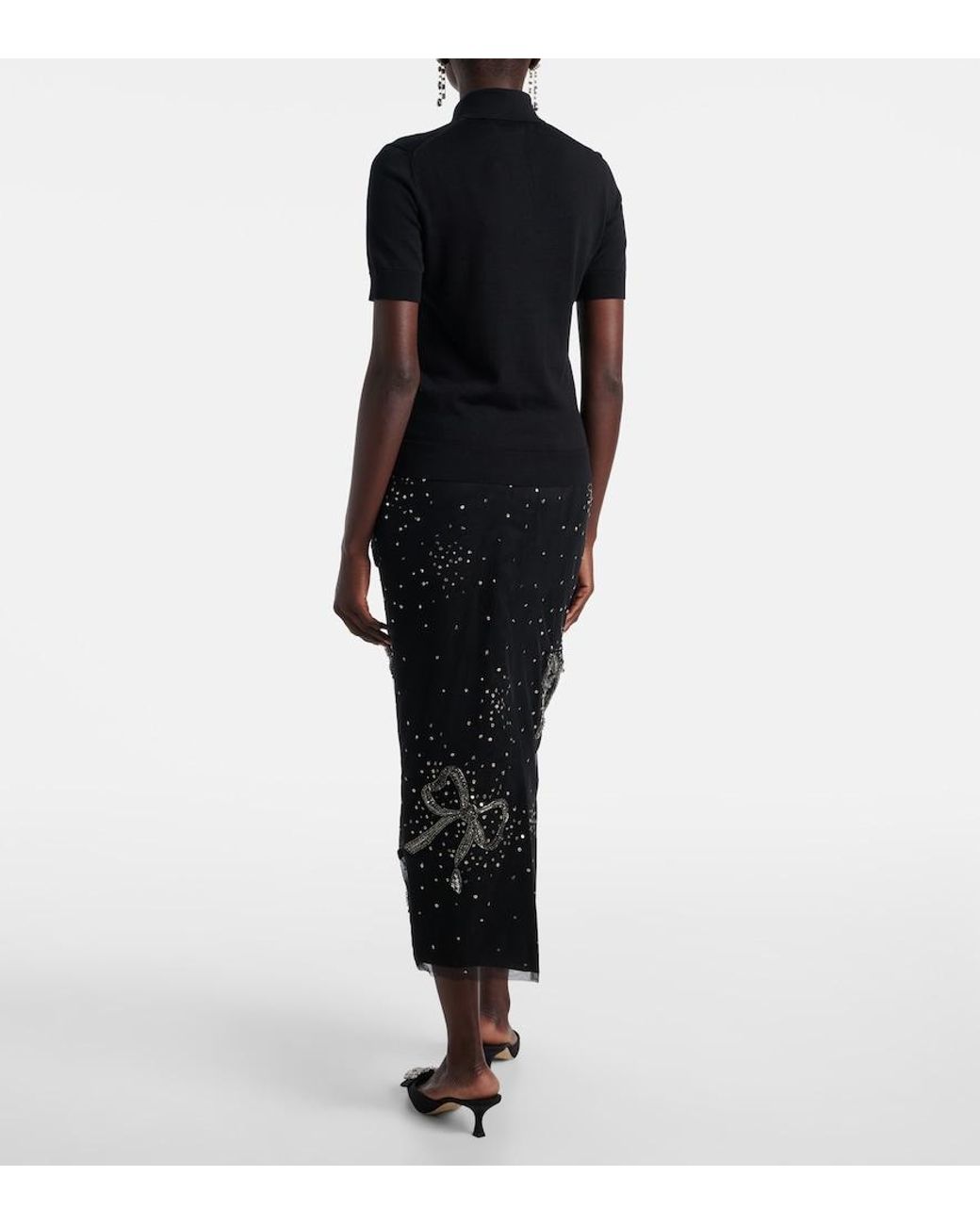 Carolina Herrera Black Silk And Cotton-Blend Polo Shirt