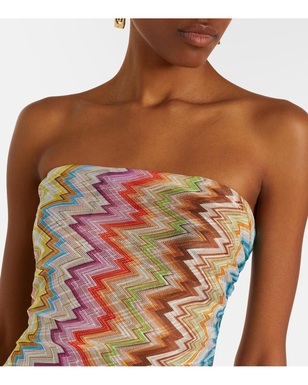 Missoni Metallic Zigzag Gathered Maxi Dress