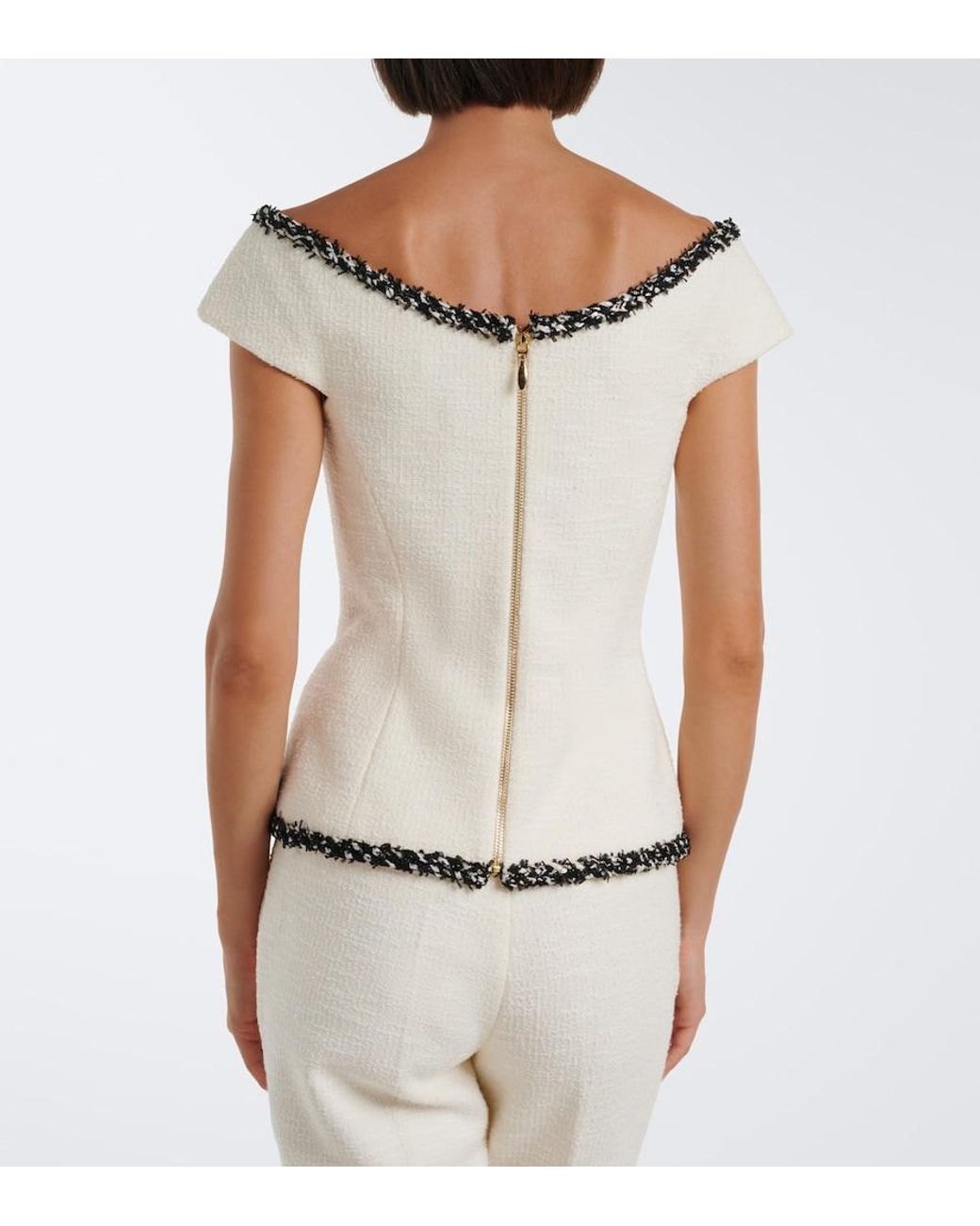 Rebecca Vallance Natural Jacquie Tweed Top