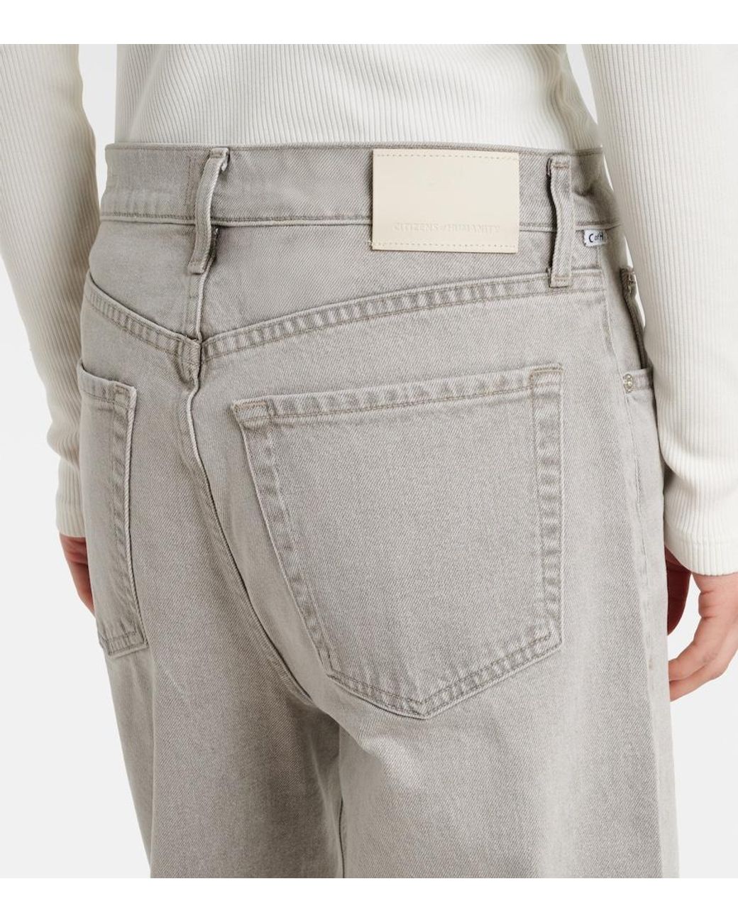 Citizens of Humanity Gray Miro Long Barrel-Leg Jeans