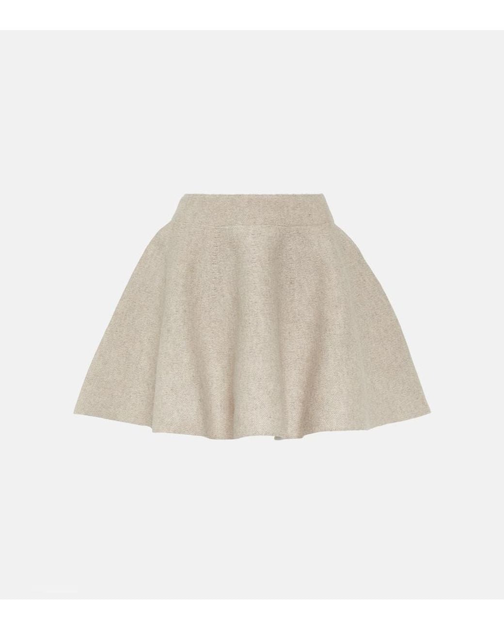 Alaïa Natural Flared Wool-Blend Miniskirt