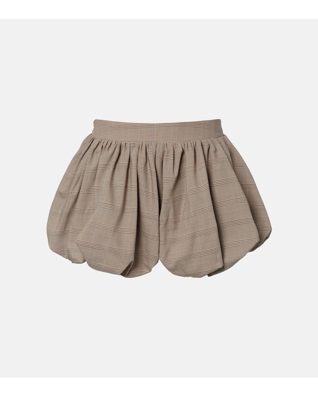 Frankie Shop Natural Alina Checked Wool-Blend Shorts