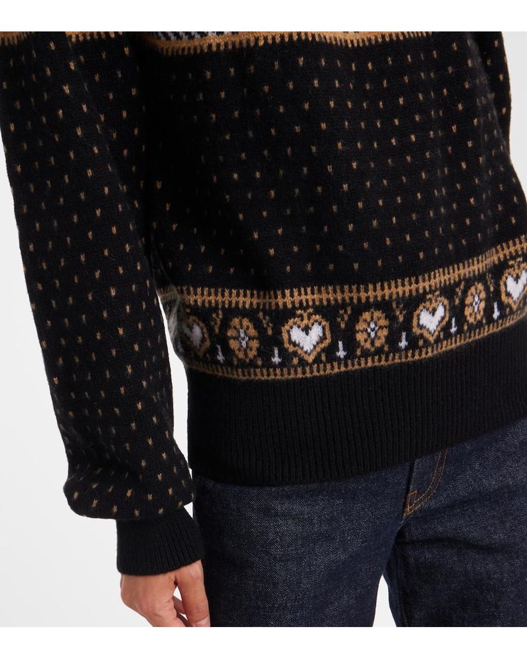 Khaite Black Guy Fair Isle Cashmere Sweater