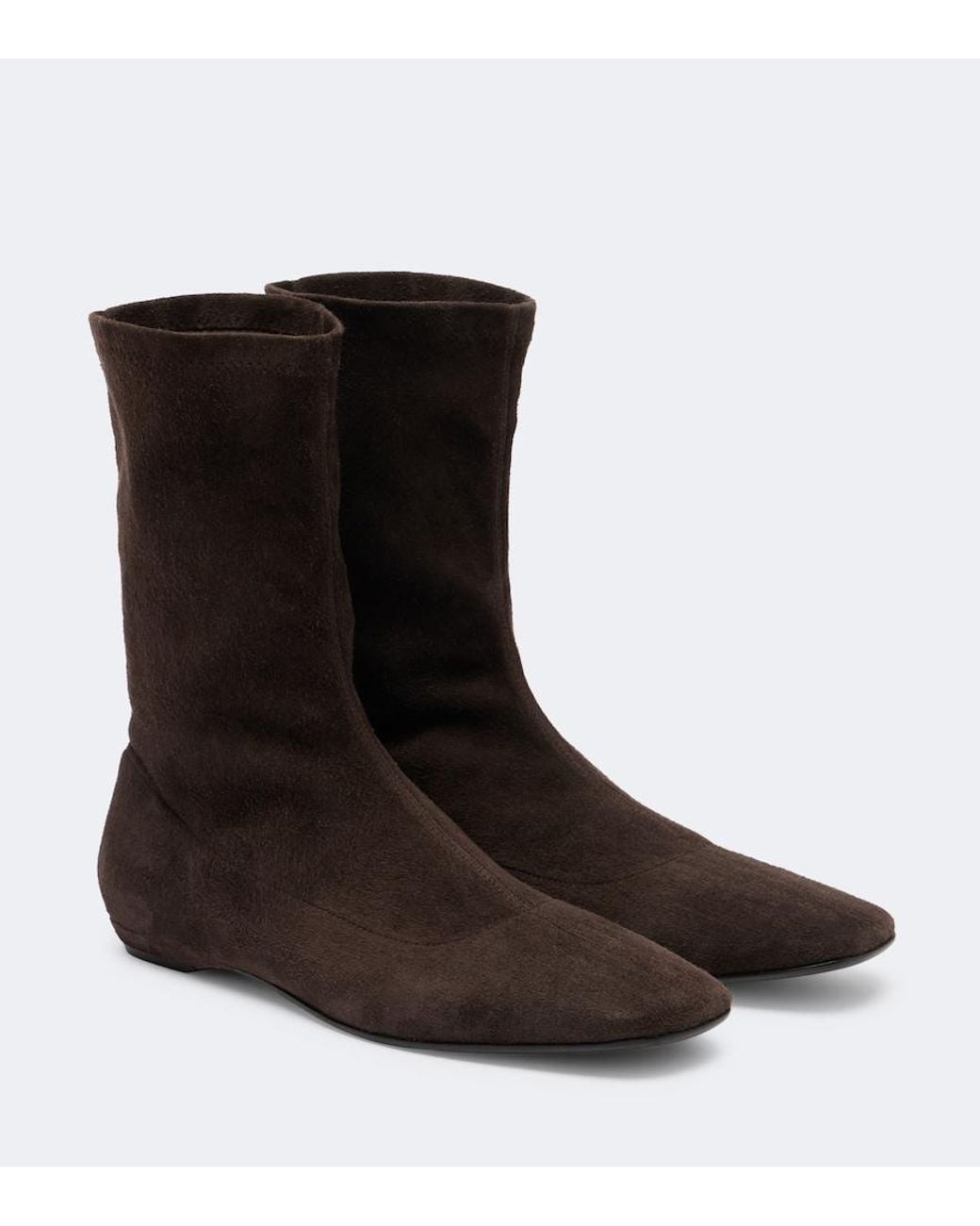 The Row Brown Cindy Suede Ankle Boots