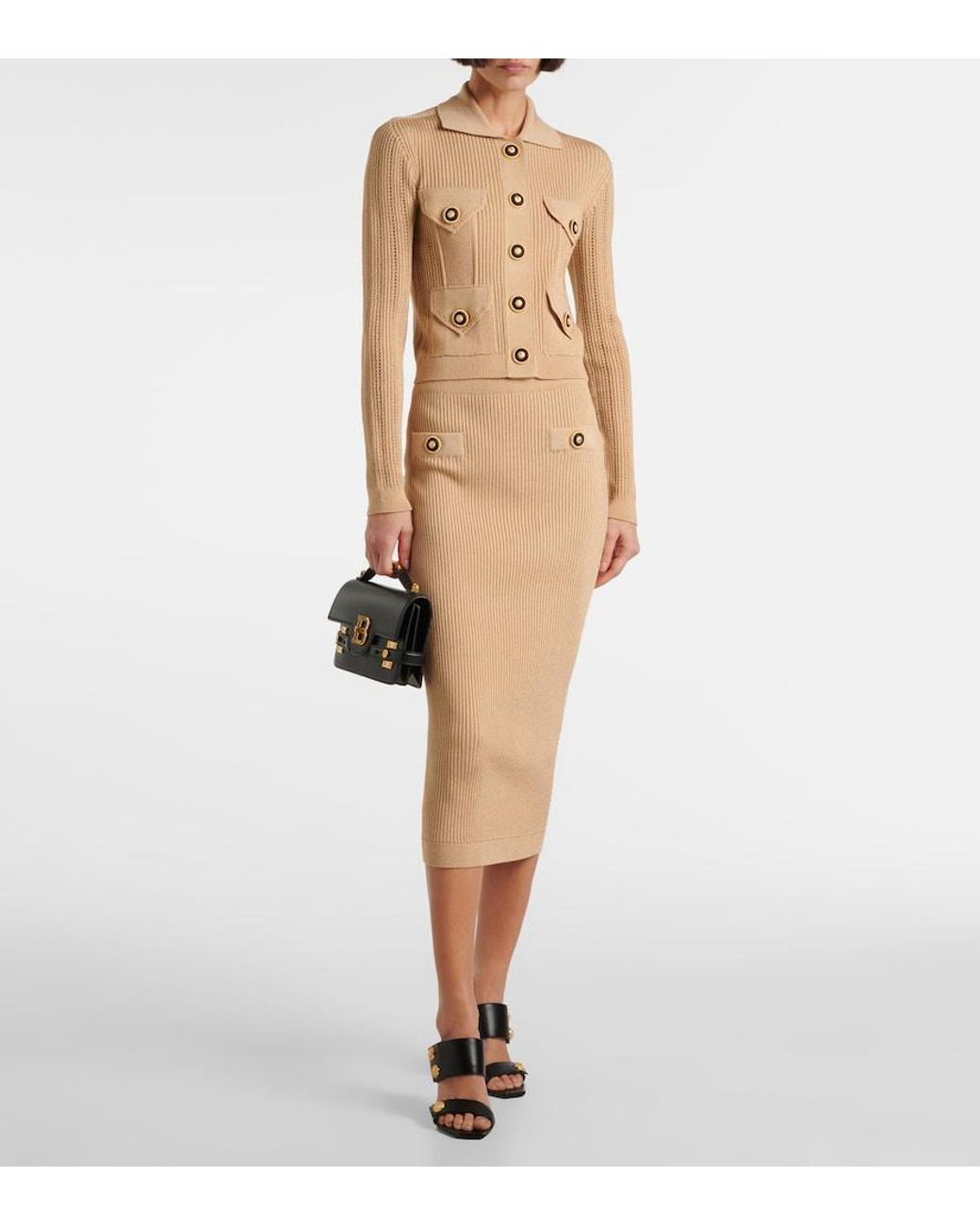 Balmain Brown Pencil Skirt